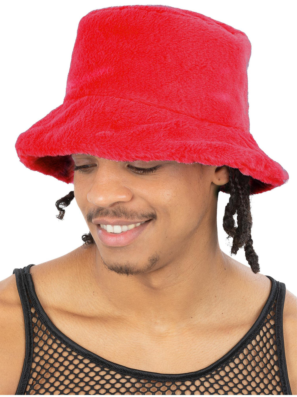 90s Red Fur Bucket Hat