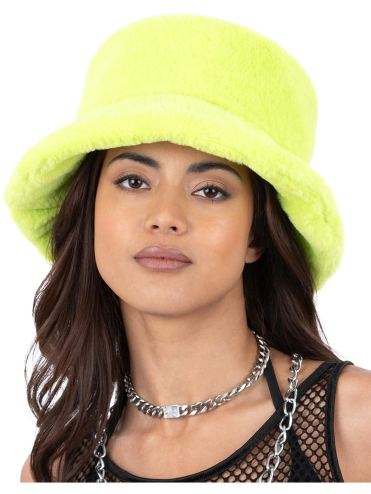 90s Green Fur Bucket Hat