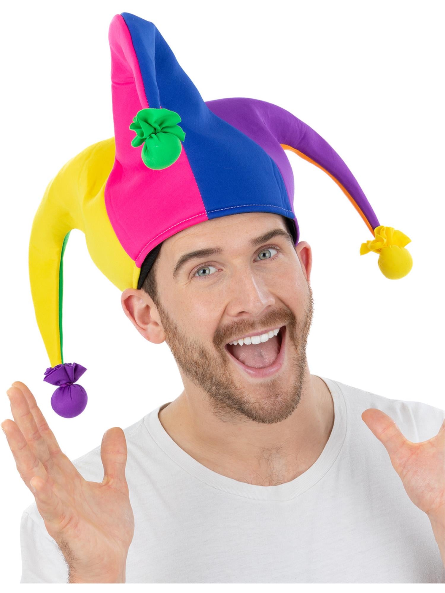 Neon Rainbow Jester Hat