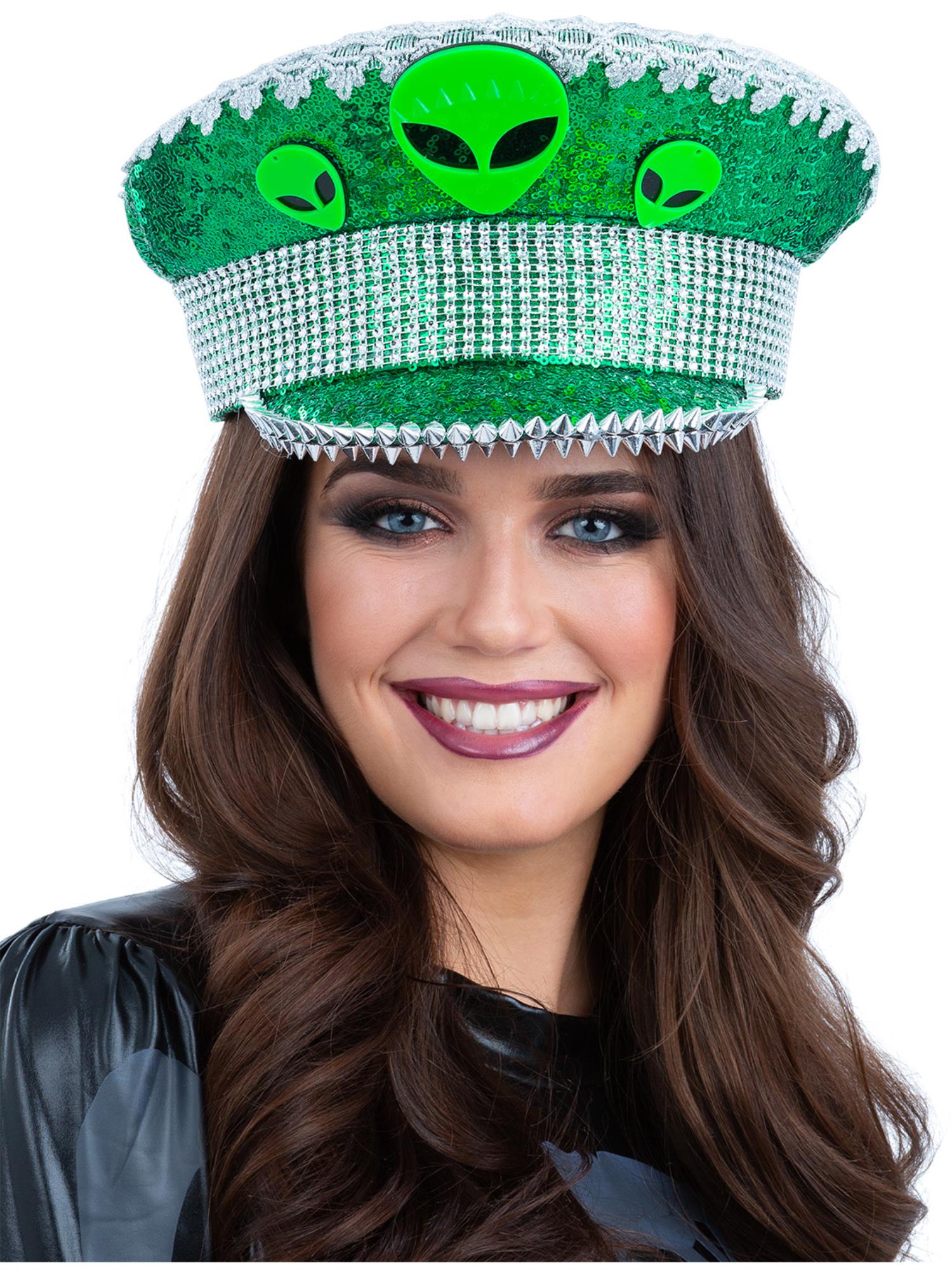 Fever Deluxe Alien Sequin Captains Hat
