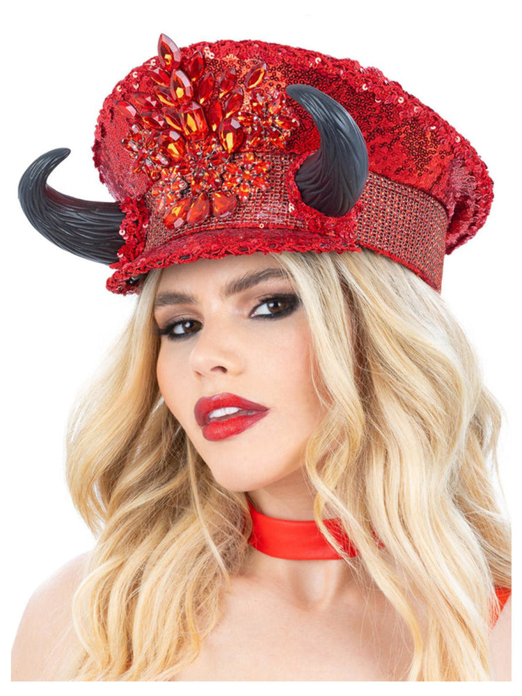 Fever Deluxe Devil Sequin Captains Hat