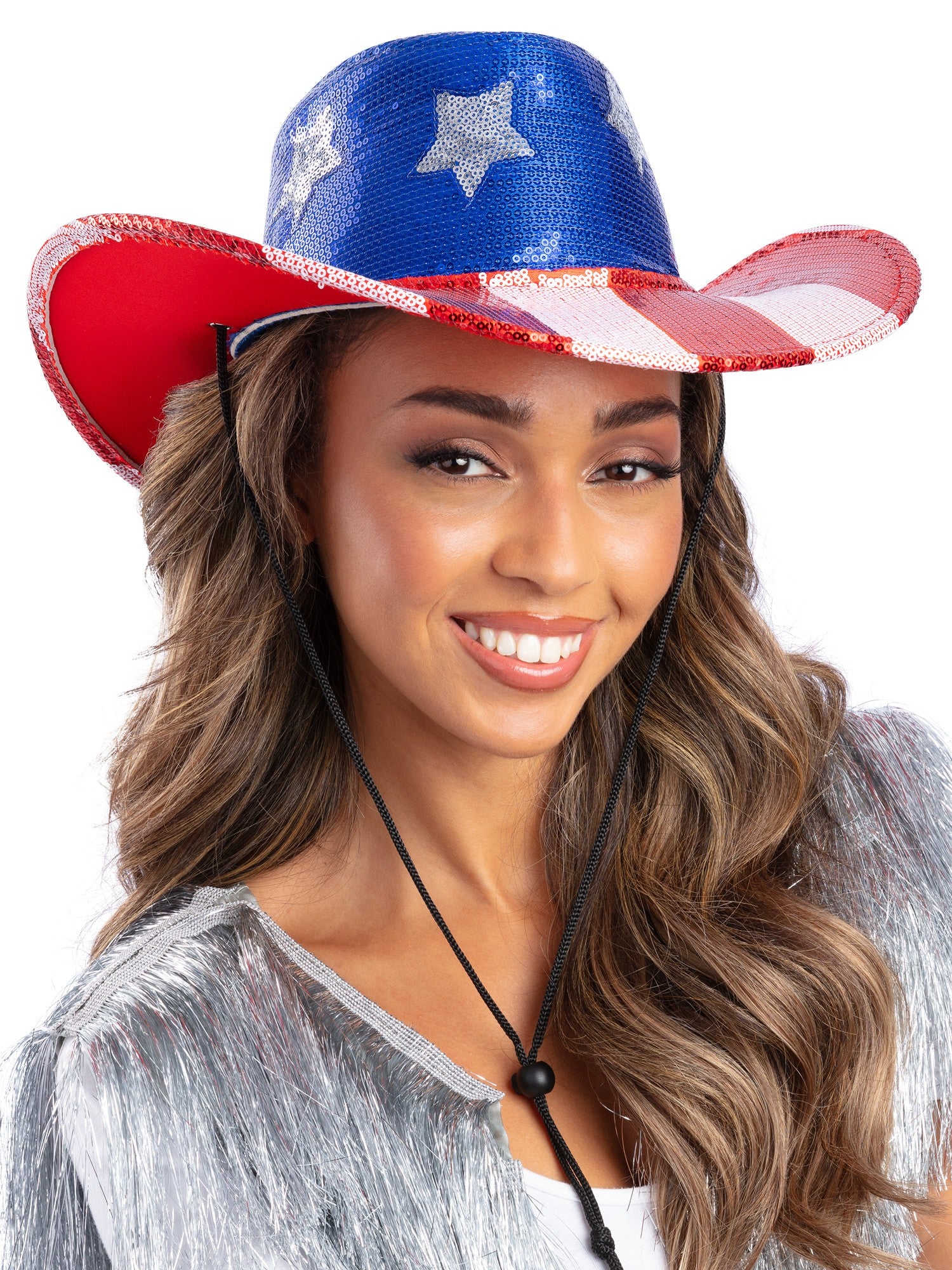 Sequin American Stars & Stripes Cowboy Hat