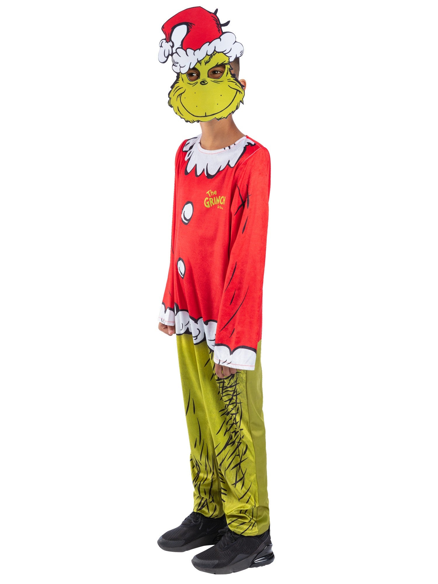 Dr Seuss The Grinch Santa Kids Costume Jumpsuit & Mask