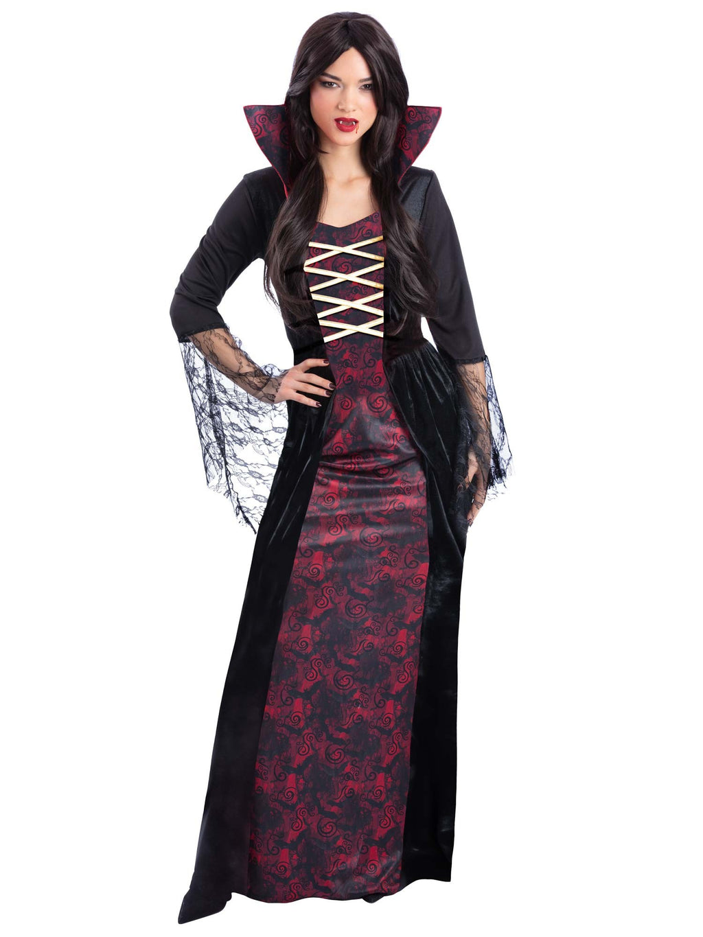 Vampiress Costume with Dress & Attached Collar