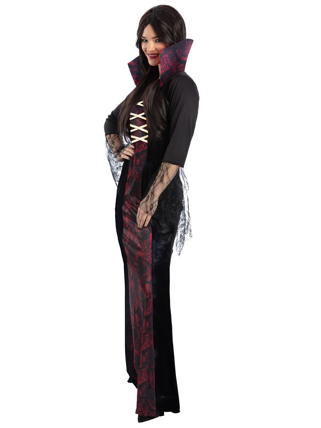 Vampiress Costume with Dress & Attached Collar
