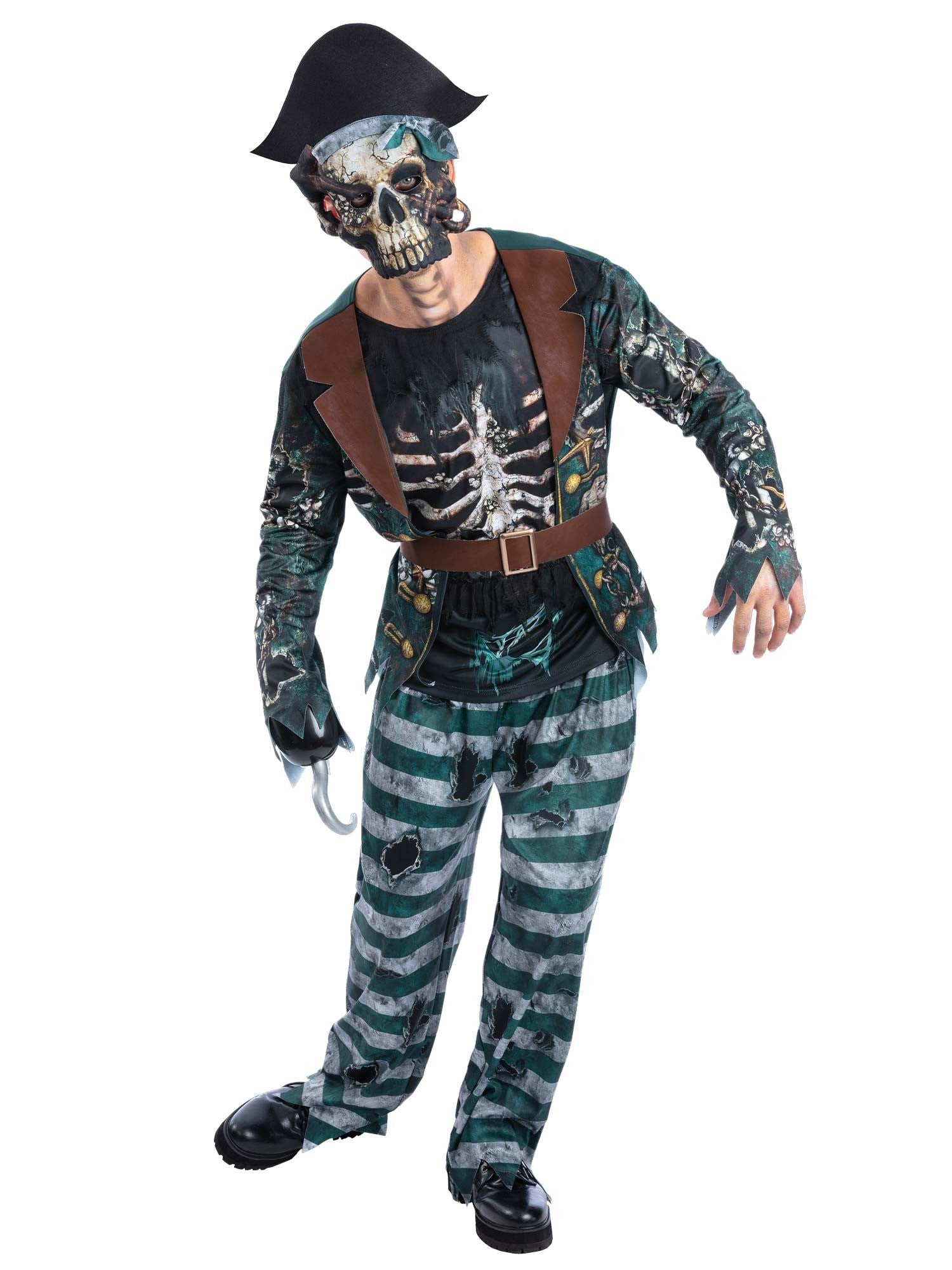 Pirate Captain Skeleton Mens Costume