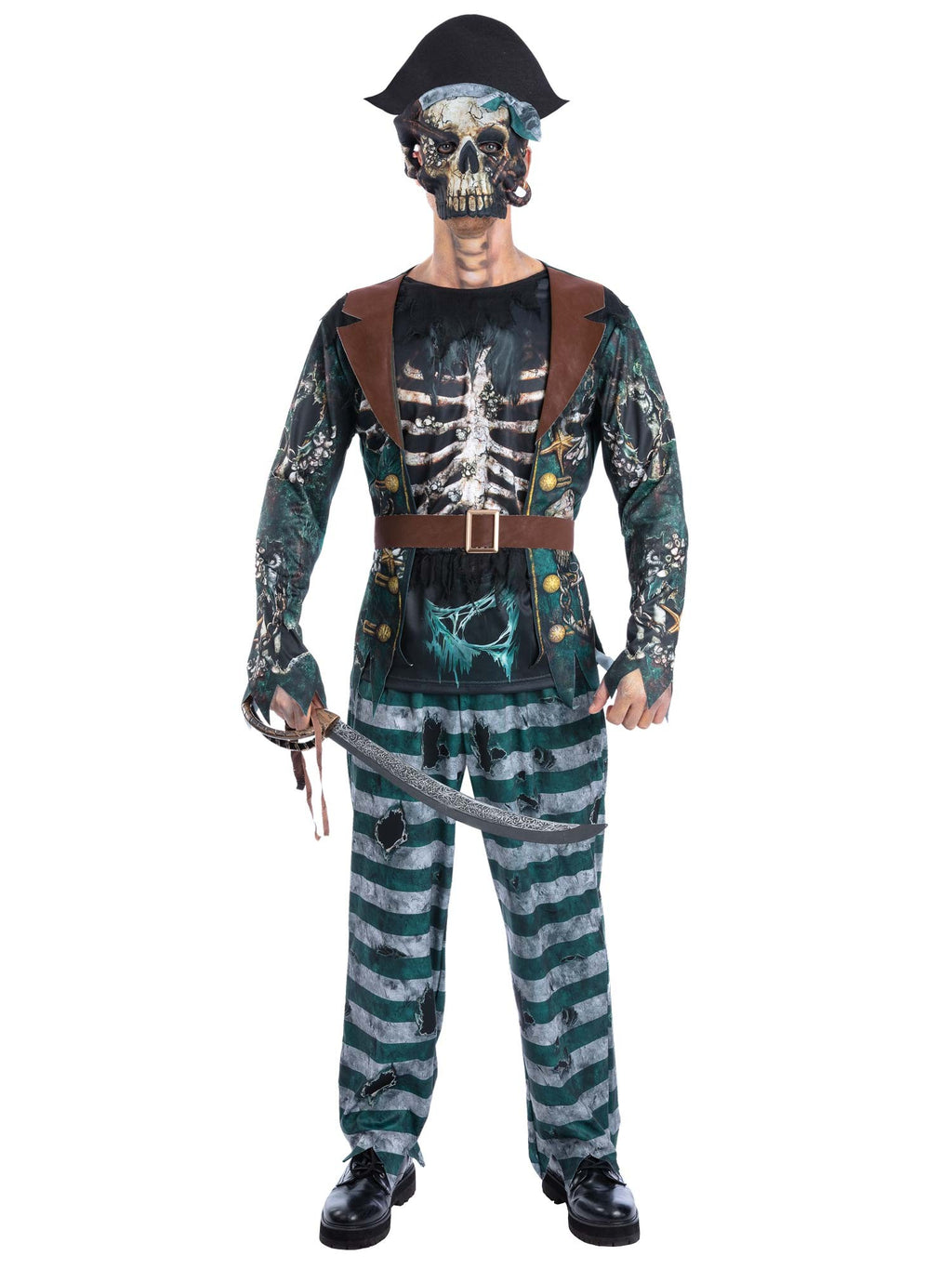 Pirate Captain Skeleton Mens Costume