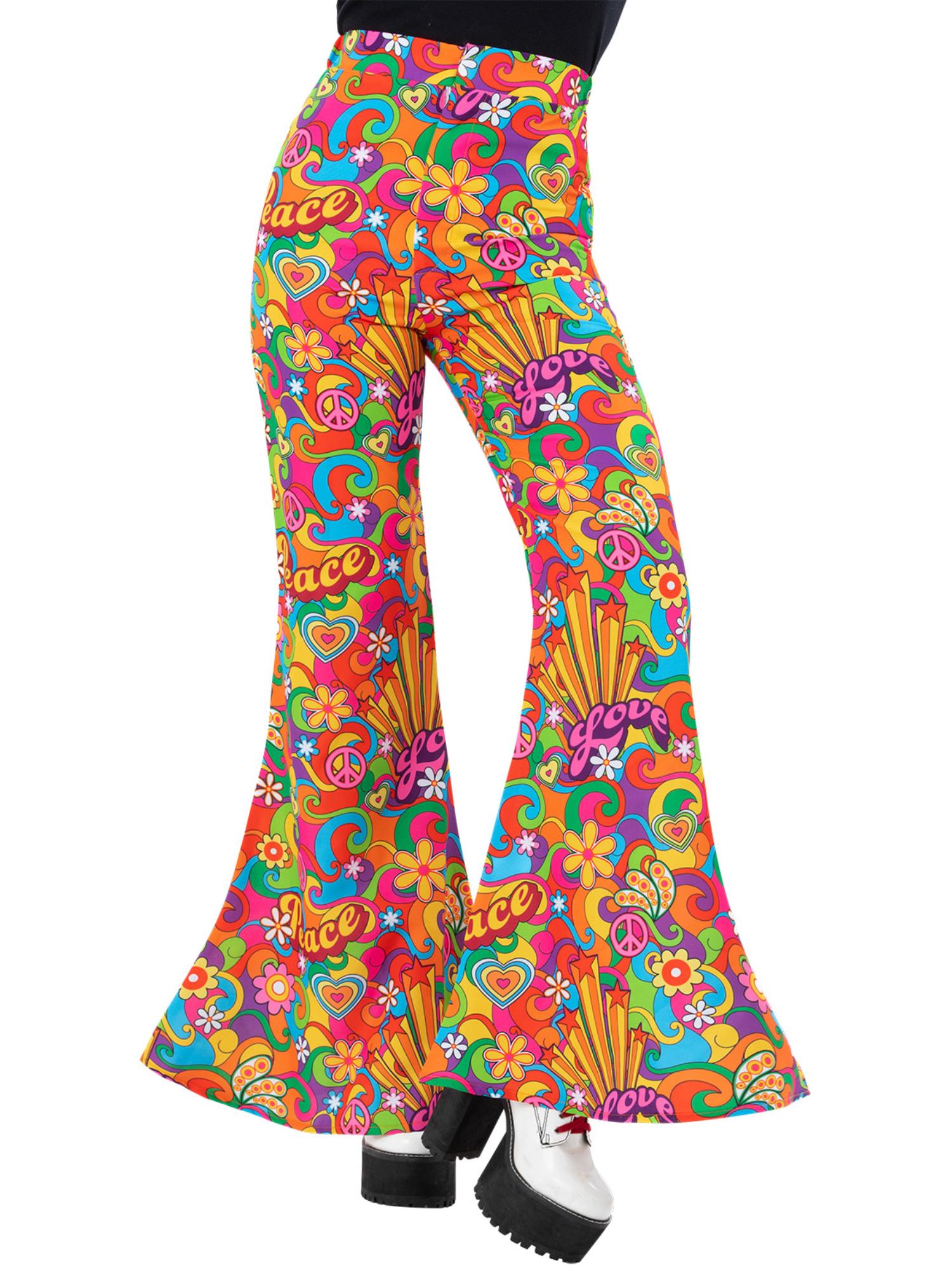 Ladies Rainbow Peace Flared Trousers
