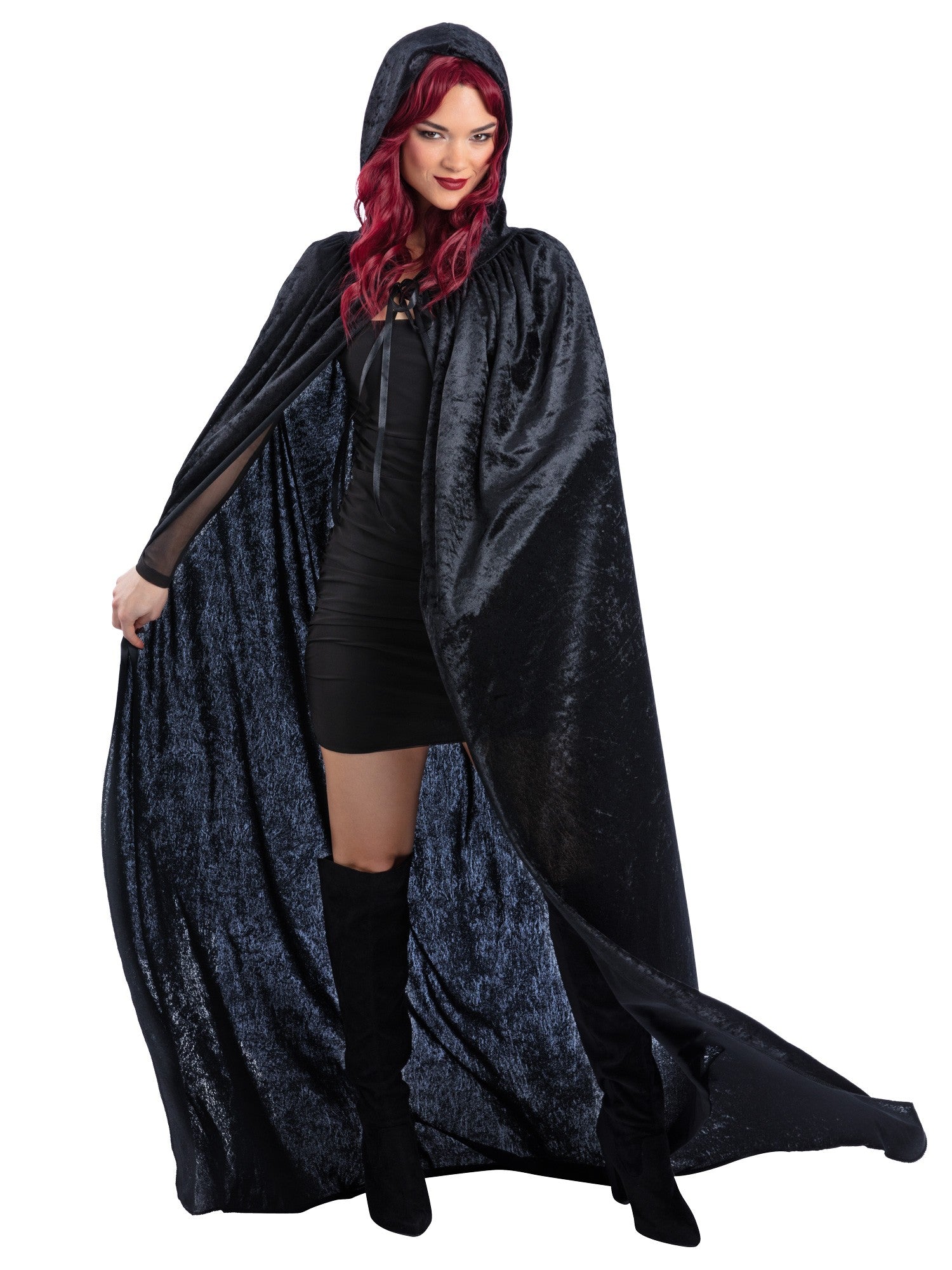 Black Velour Cape with Hood