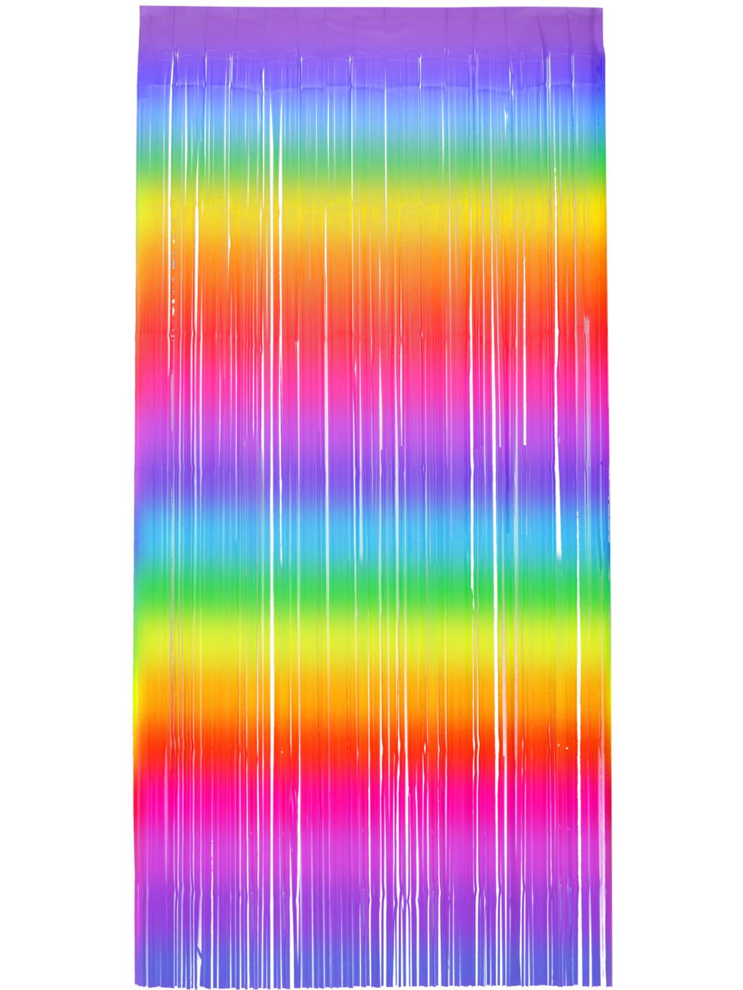 Matt Fringe Curtain Backdrop, Rainbow Stripe
