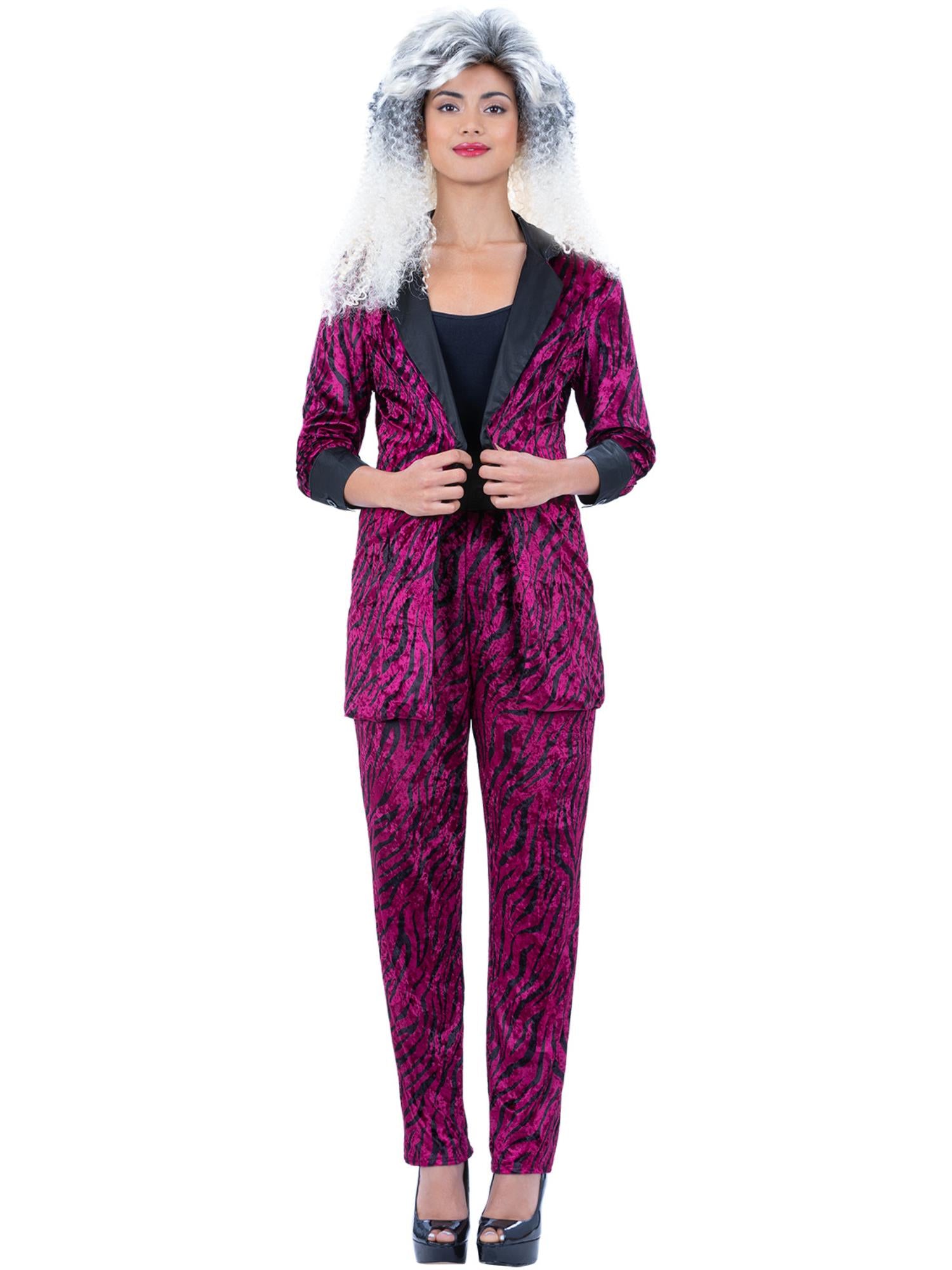 80s Pink Zebra Suit Costume, Unisex