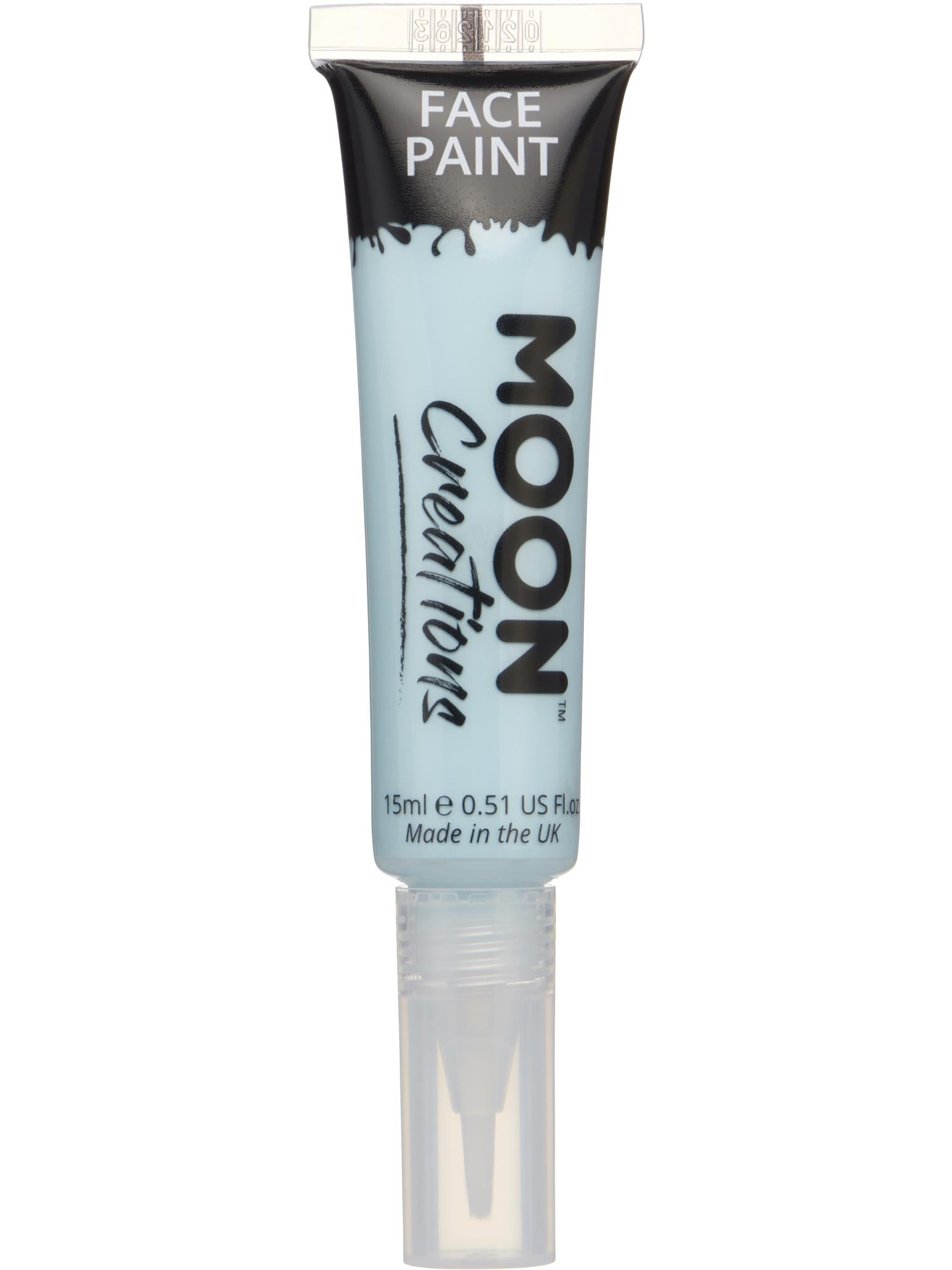 Moon Creations Face & Body Paints, Light Blue, with Brush Applicator, 15ml Single