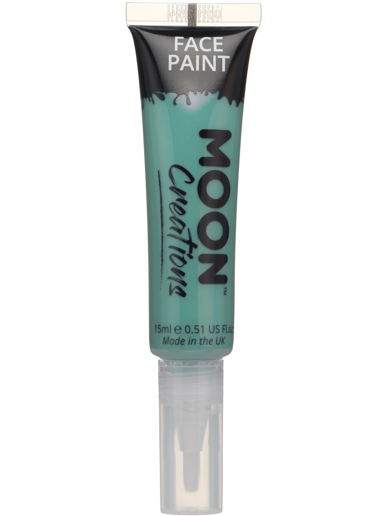 Moon Creations Face & Body Paints, Turquoise, with Brush Applicator, 15ml Single