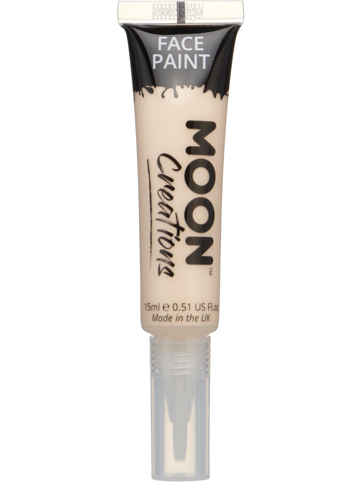 Moon Creations Face & Body Paints, Pale Skin, with Brush Applicator, 15ml Single
