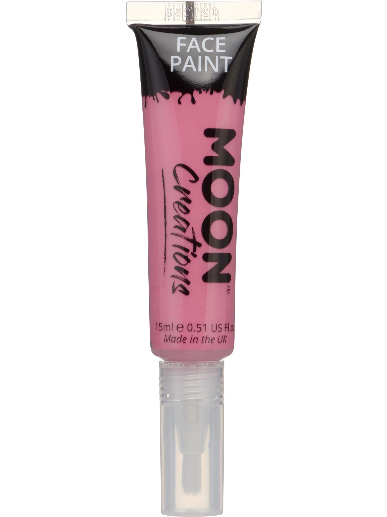 Moon Creations Face & Body Paints, Bright Pink, with Brush Applicator, 15ml Single
