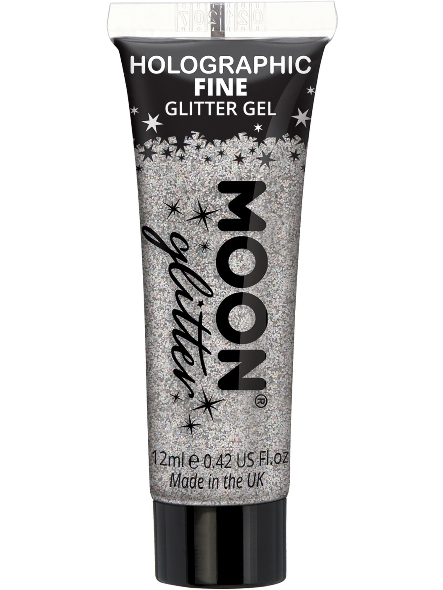 Moon Creations Holographic Fine Glitter Gel, Silver, Single, 12ml