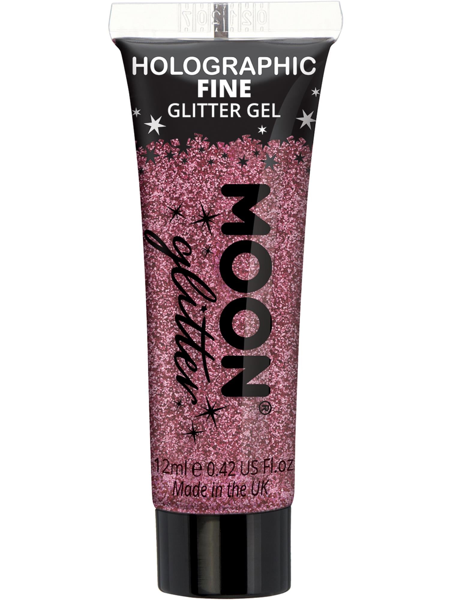 Moon Creations Holographic Fine Glitter Gel, Pink, Single, 12ml