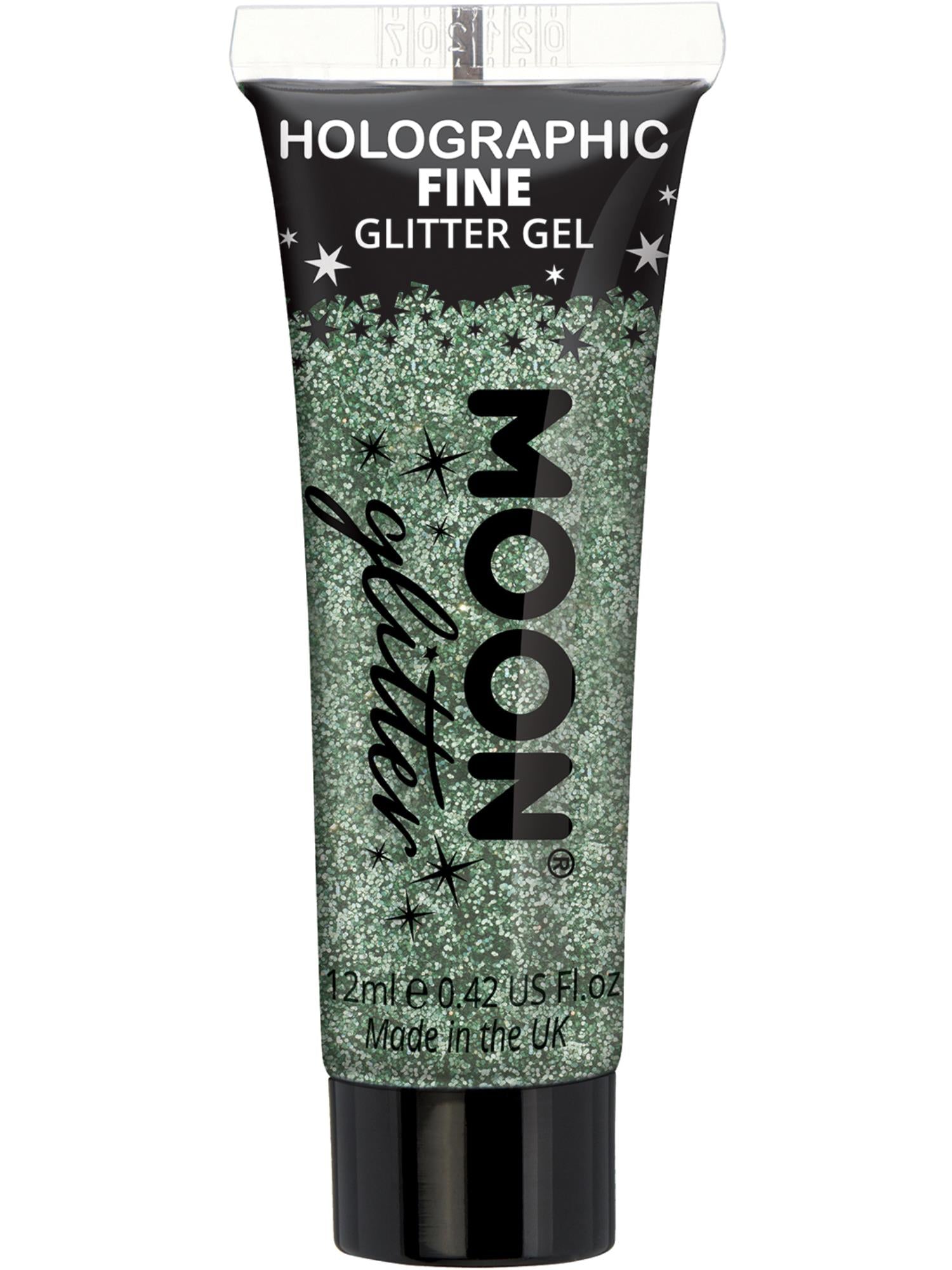 Moon Creations Holographic Fine Glitter Gel, Green, Single, 12ml