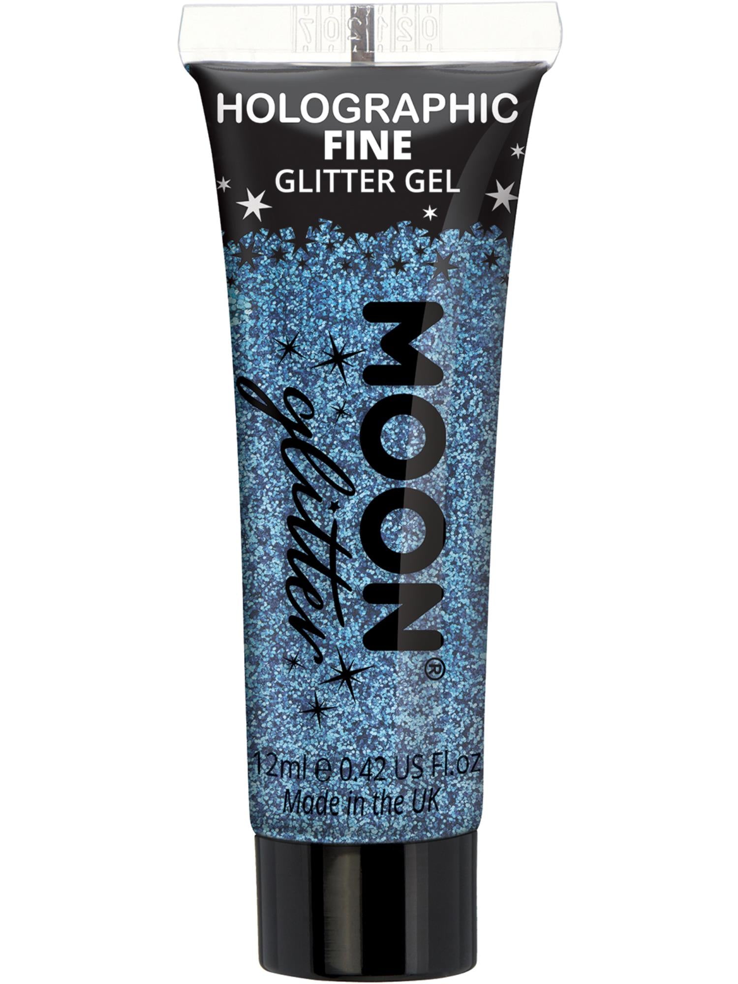 Moon Creations Holographic Fine Glitter Gel, Blue, Single, 12ml