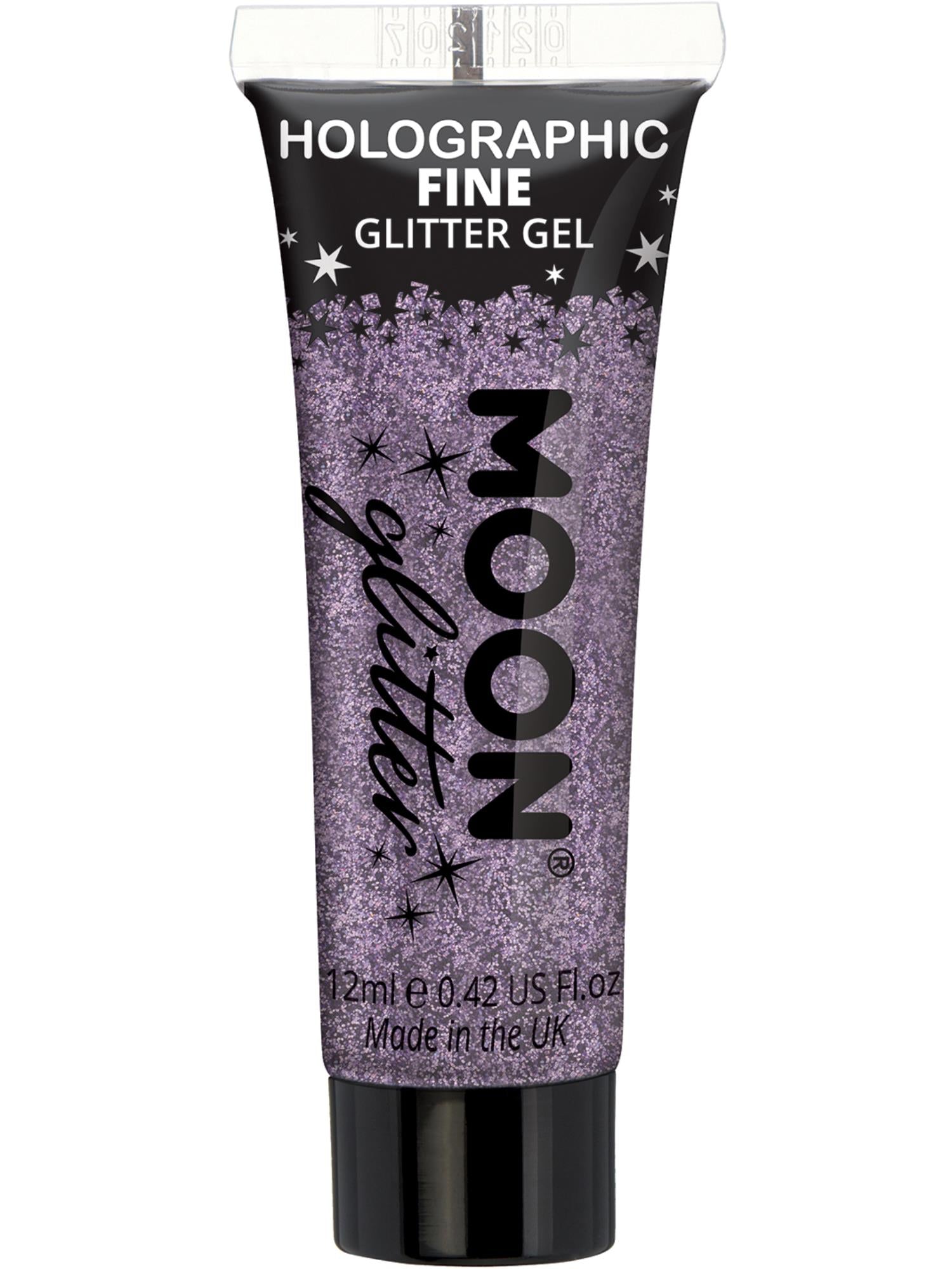 Moon Creations Holographic Fine Glitter Gel, Purple, Single, 12ml