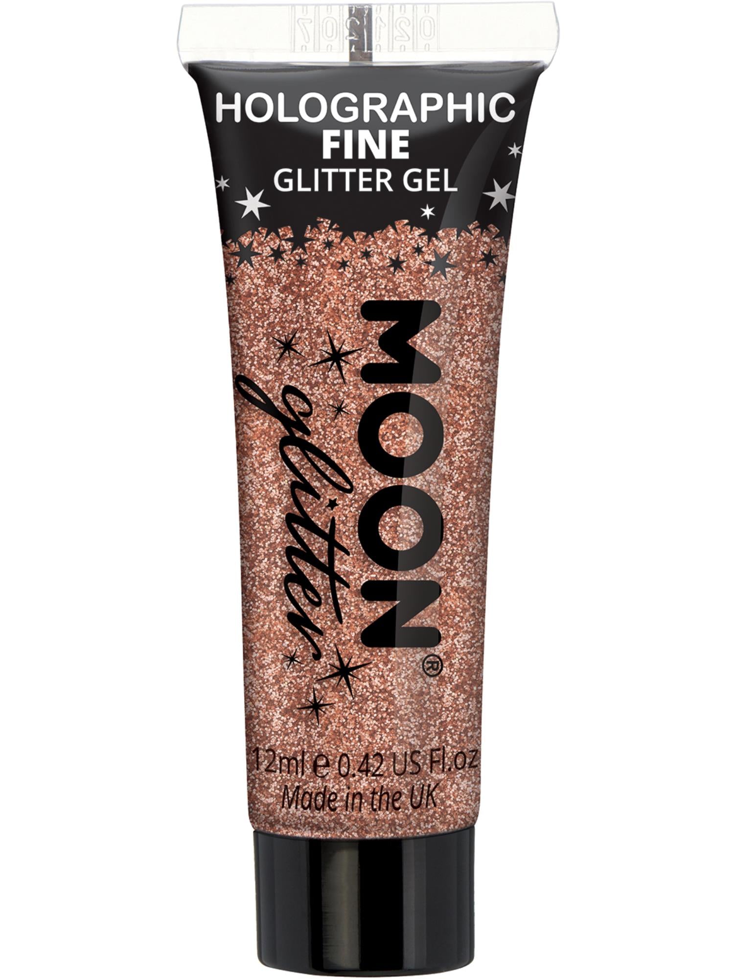 Moon Creations Holographic Fine Glitter Gel, Rose Gold, Single, 12ml