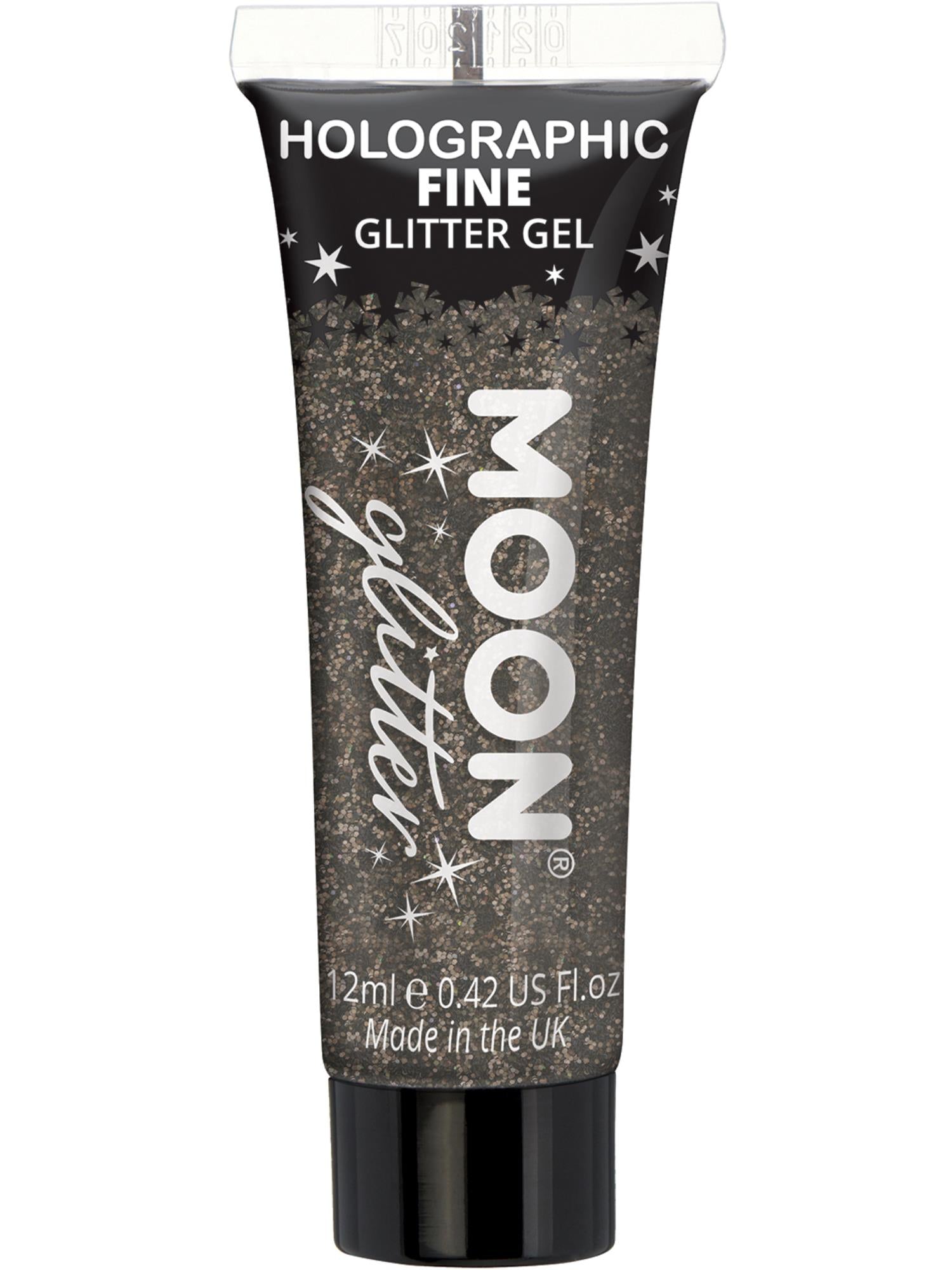 Moon Creations Holographic Fine Glitter Gel, Black, Single, 12ml