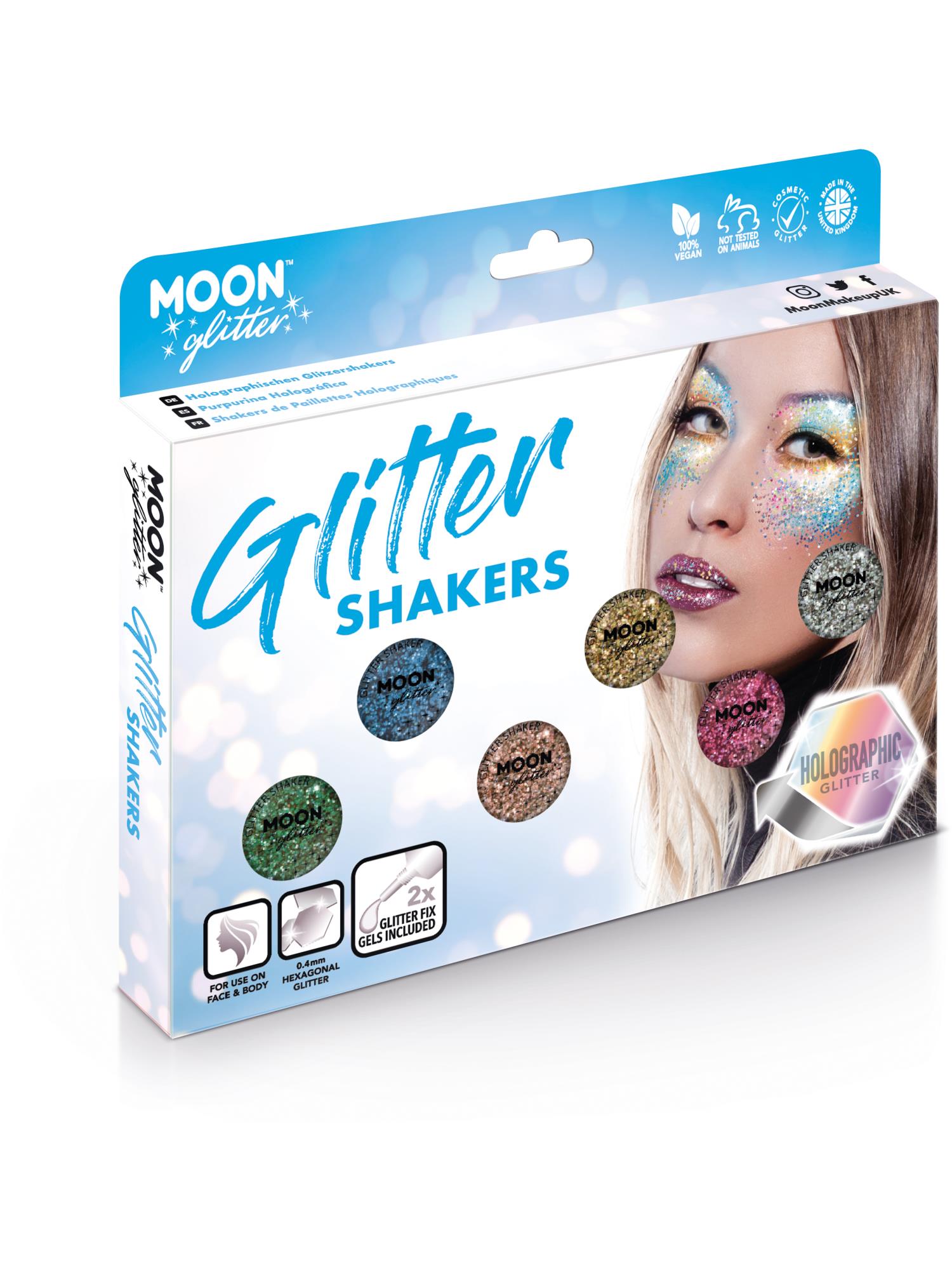 Moon Creations Holographic Glitter Shakers, Assorted, Boxset, 5g