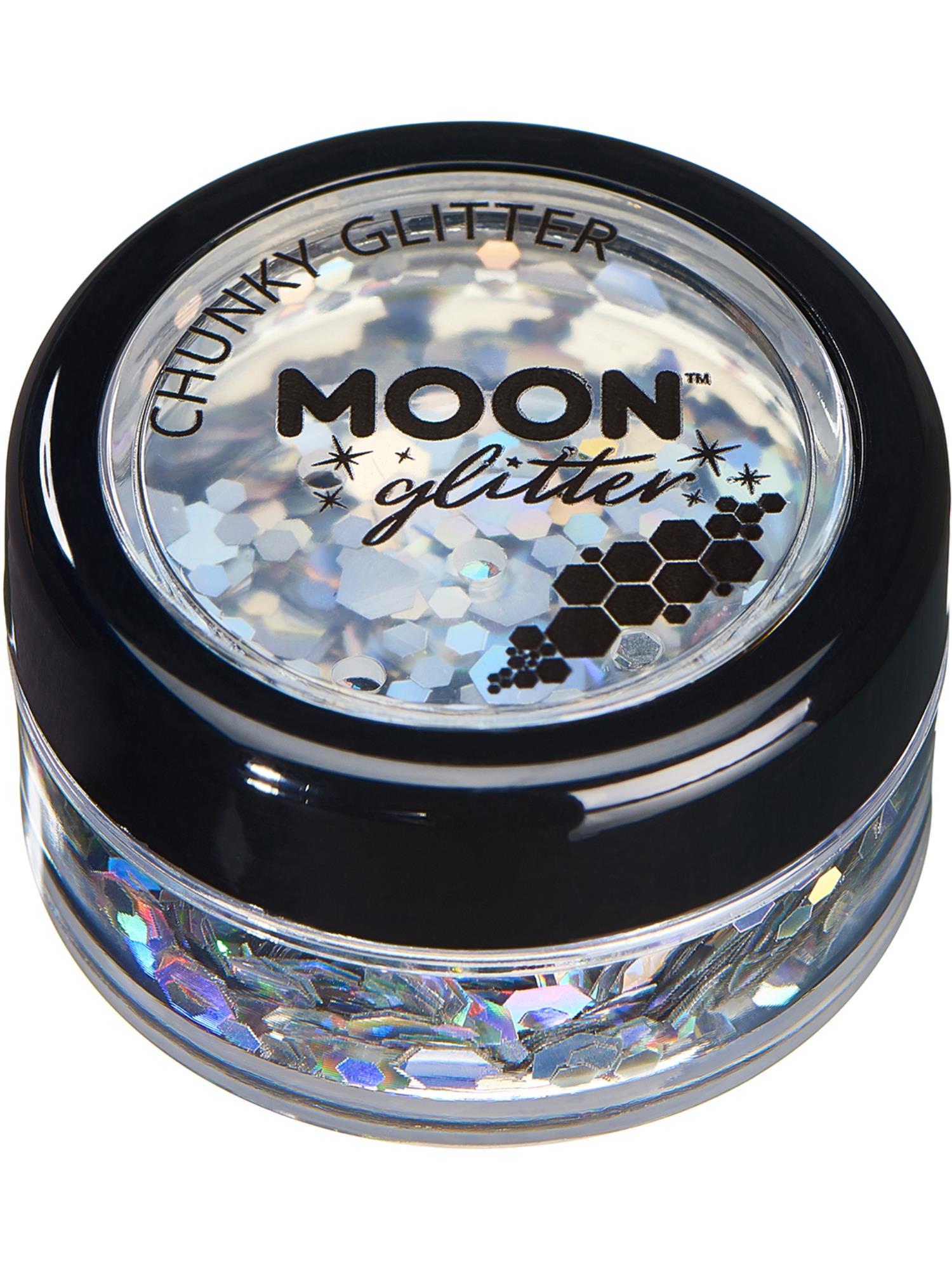 Moon Creations Glitter Holographic Chunky Glitter, Silver, Single, 3g