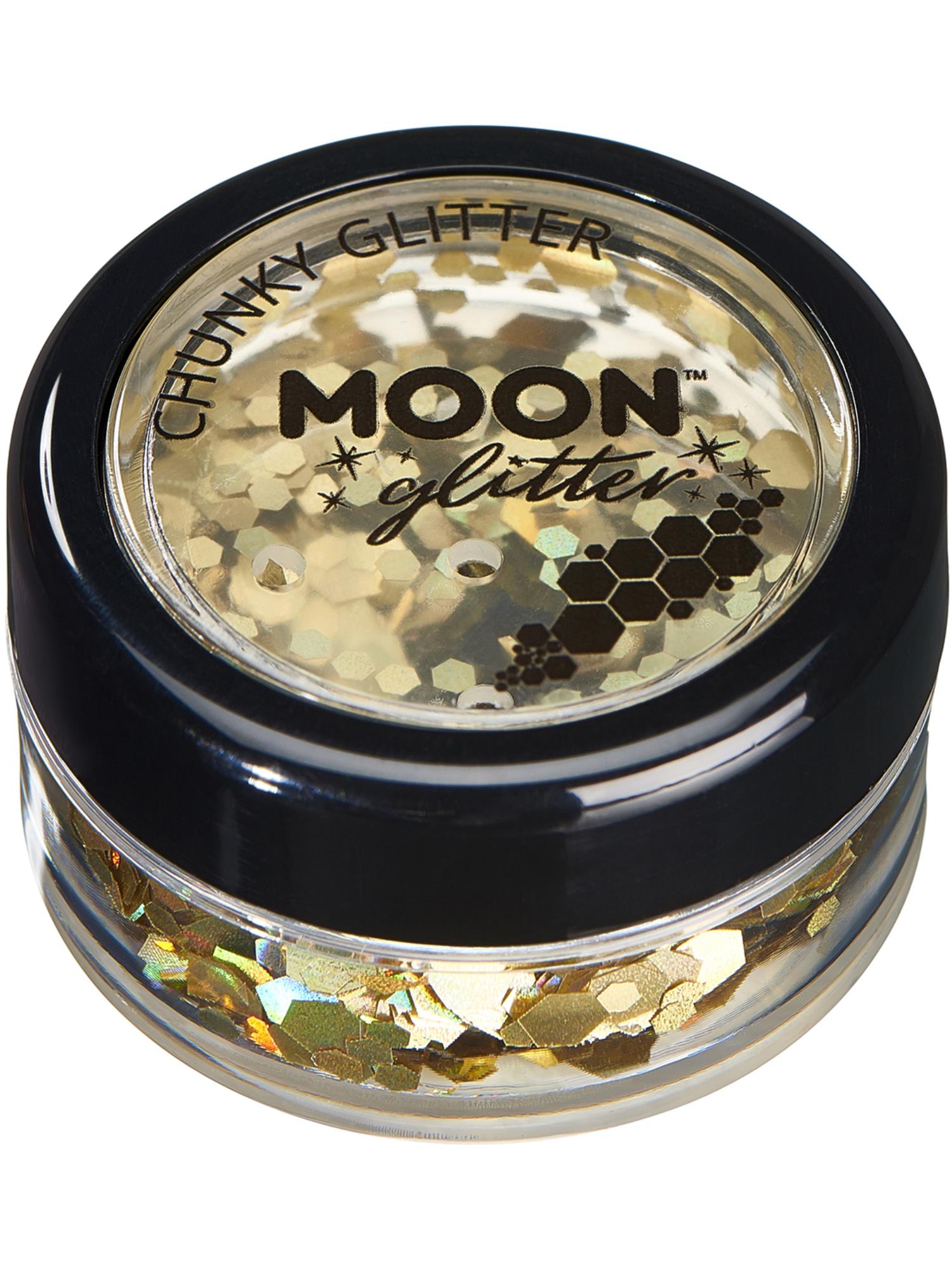 Moon Creations Glitter Holographic Chunky Glitter, Gold, Single, 3g