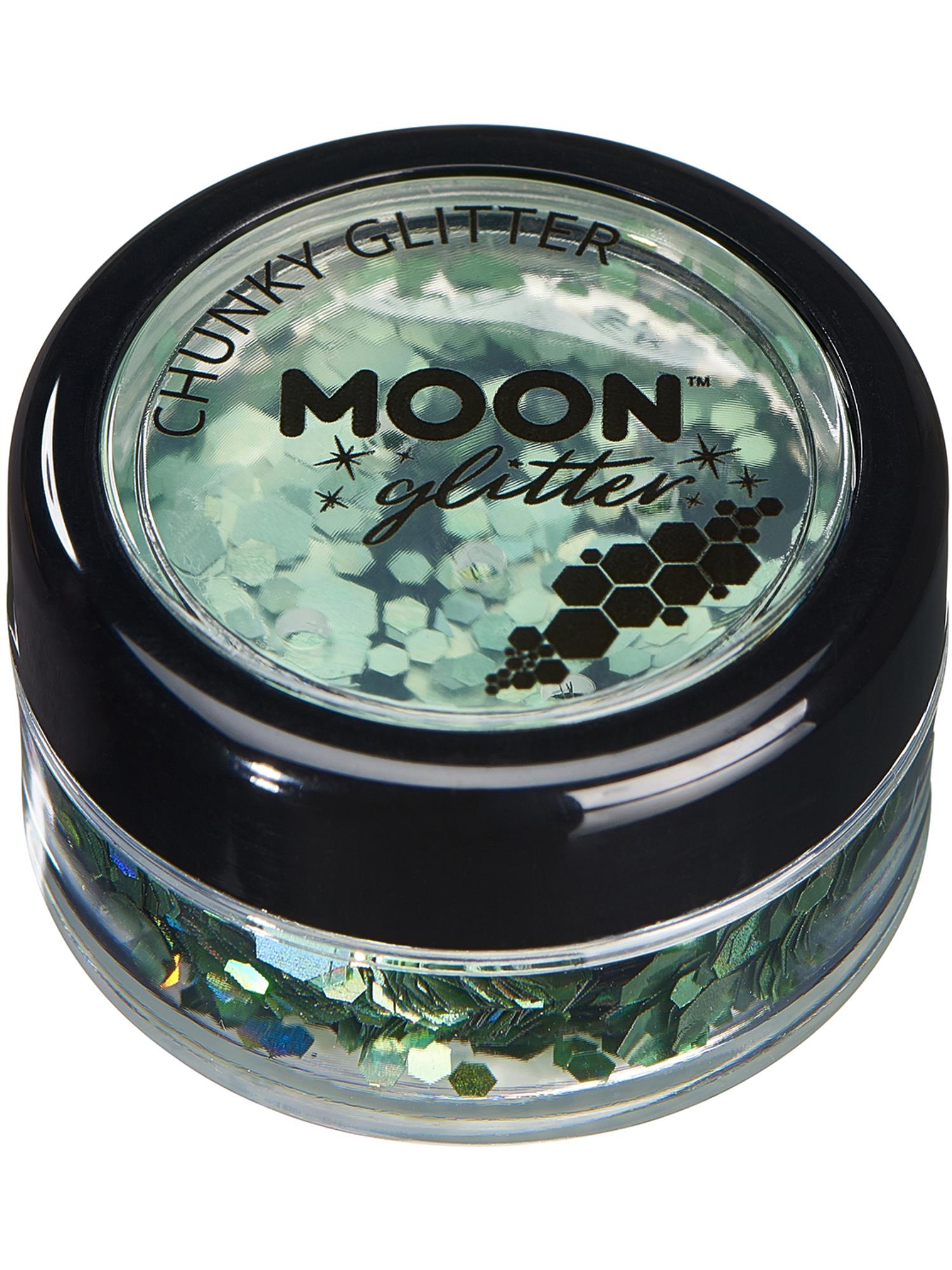 Moon Creations Glitter Holographic Chunky Glitter, Green, Single, 3g