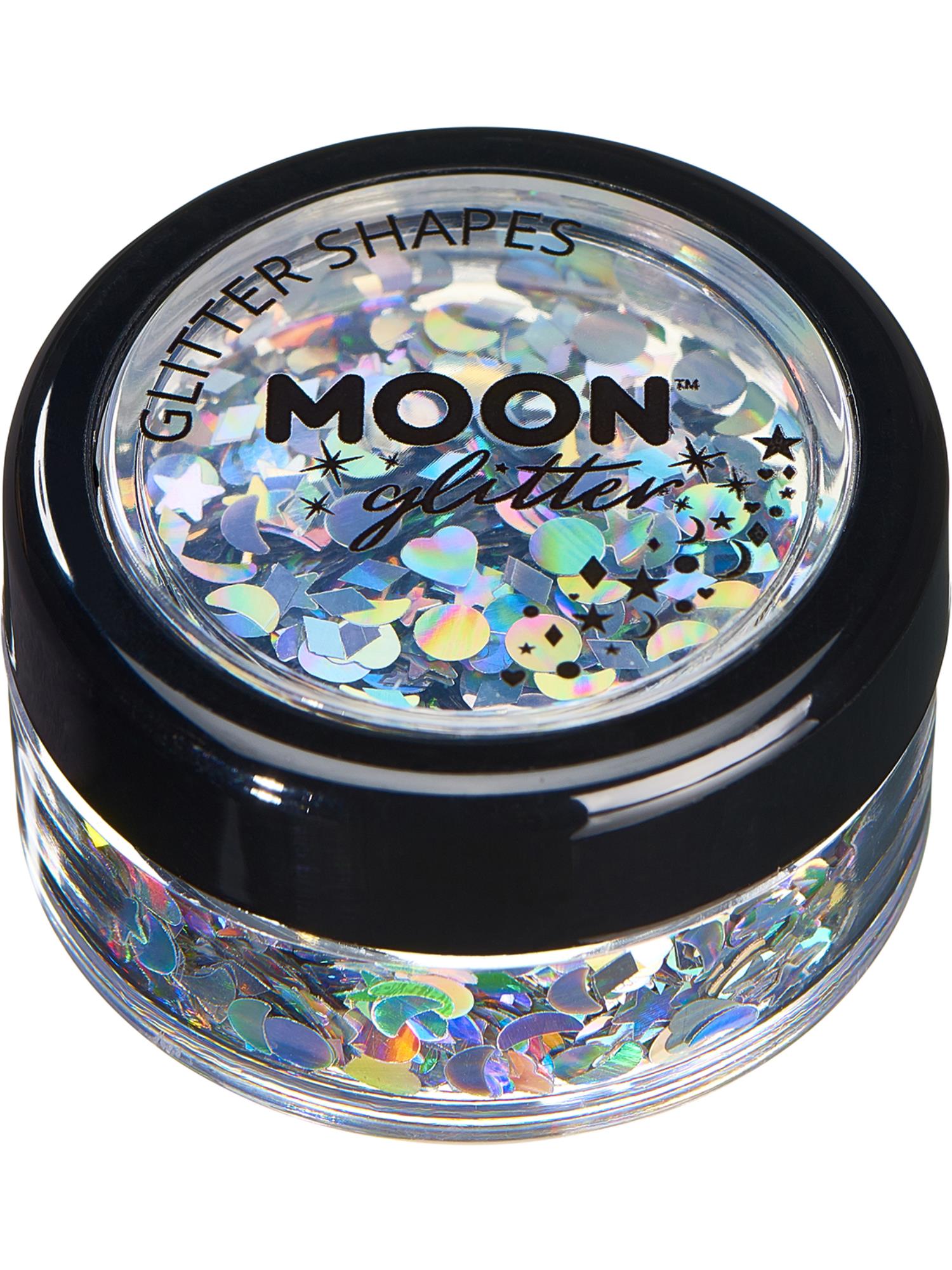 Moon Creations Holographic Glitter Shapes, Silver, Single, 3g