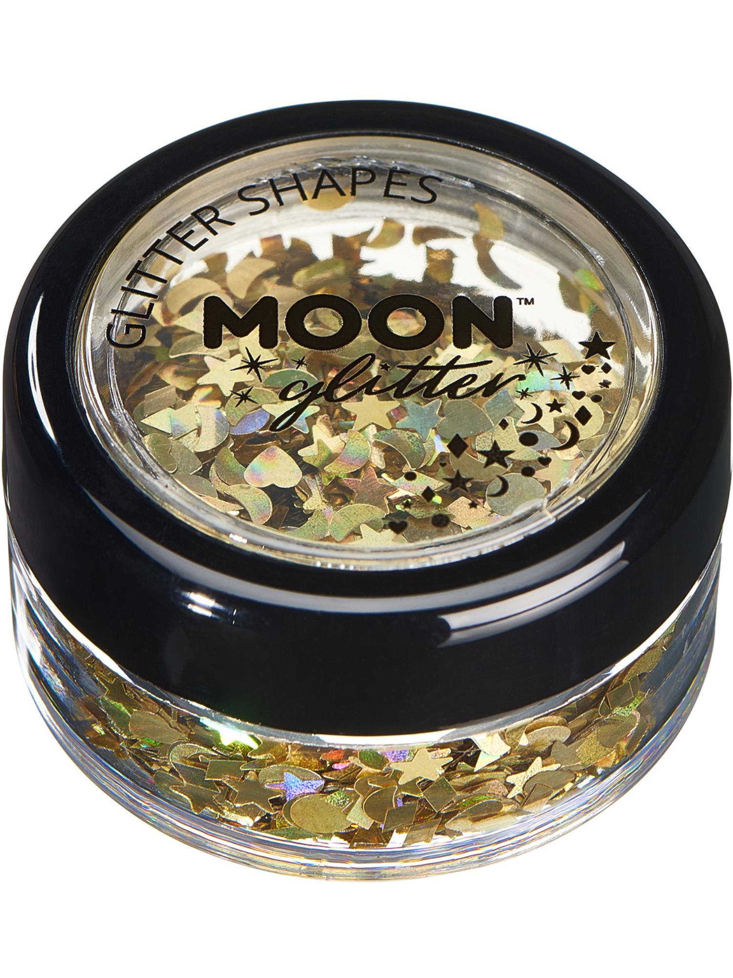 Moon Creations Holographic Glitter Shapes, Gold, Single, 3g