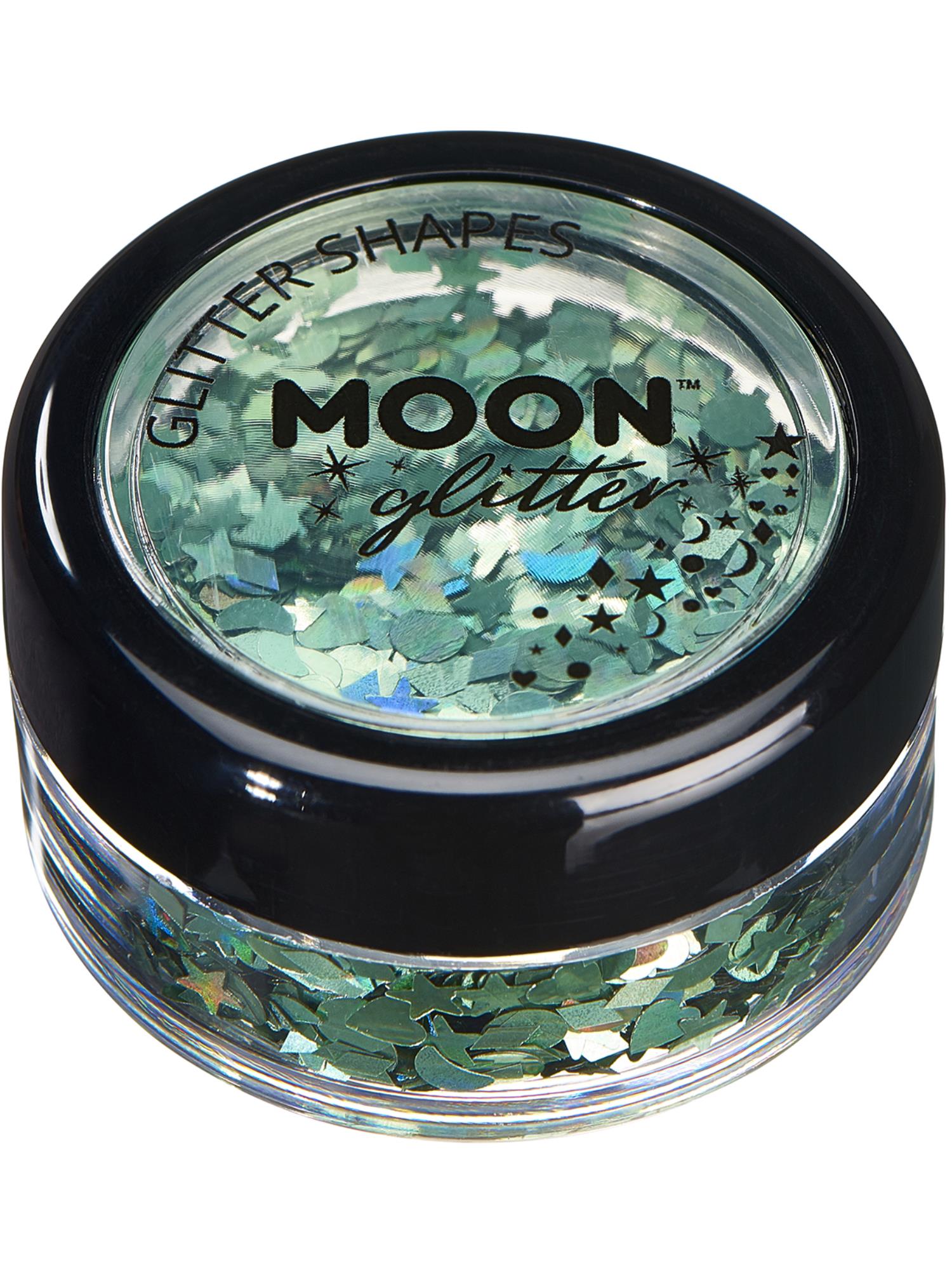Moon Creations Holographic Glitter Shapes, Green, Single, 3g