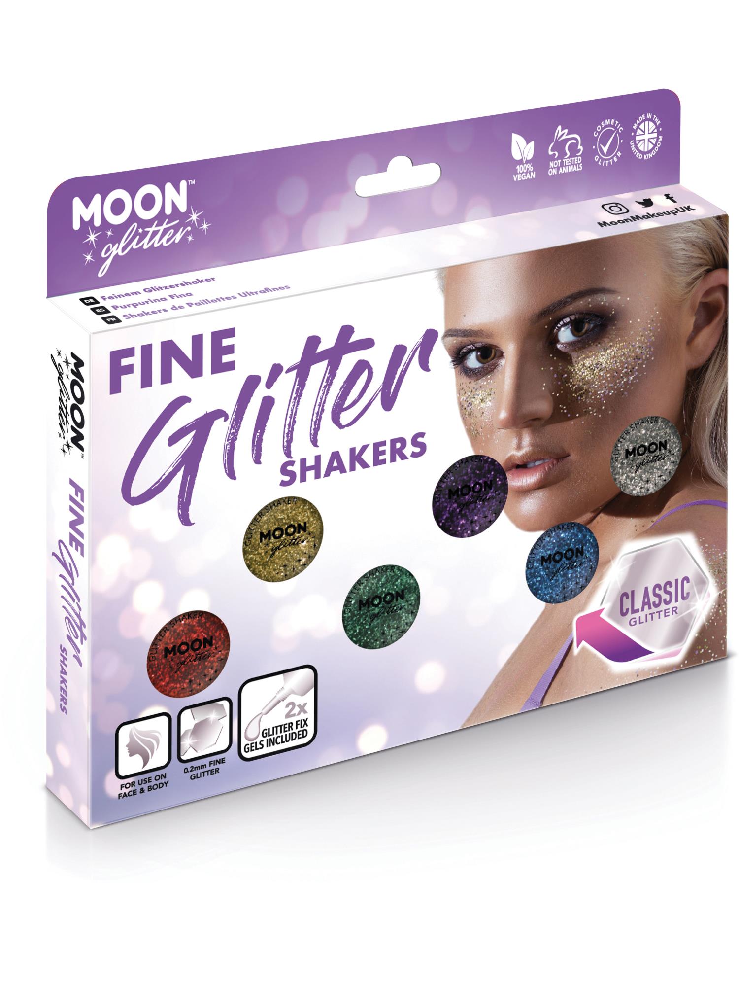 Moon Creations Classic Fine Glitter Shaker, Assorted, Boxset, 5g