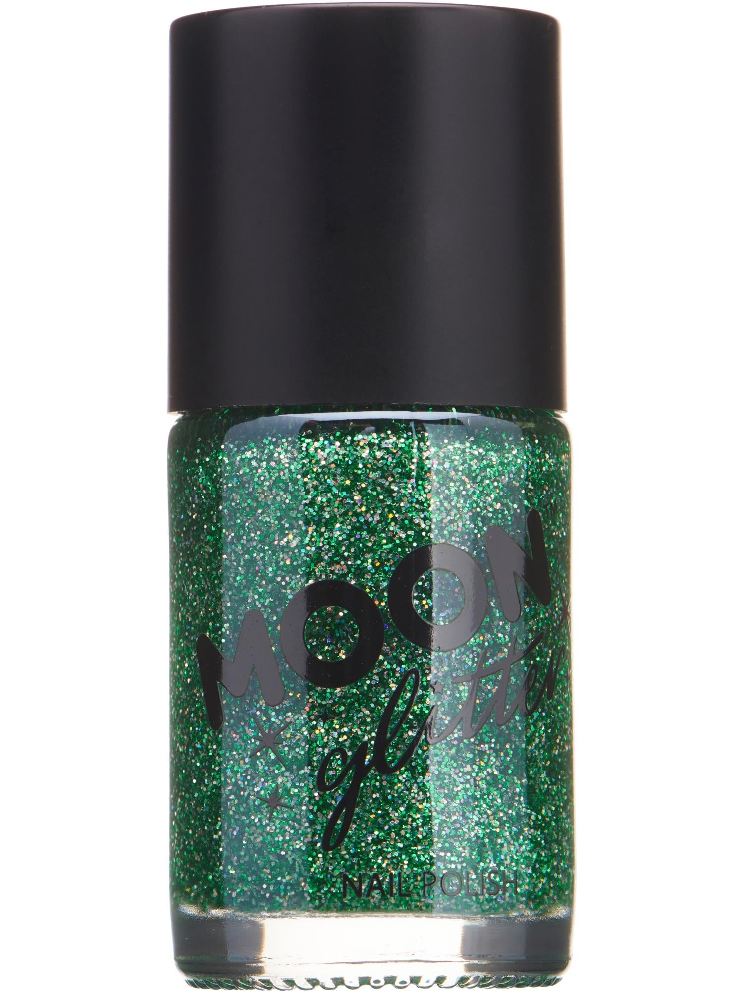 Moon Creations Glitter Holographic Nail Polish, Green, Single, 14ml