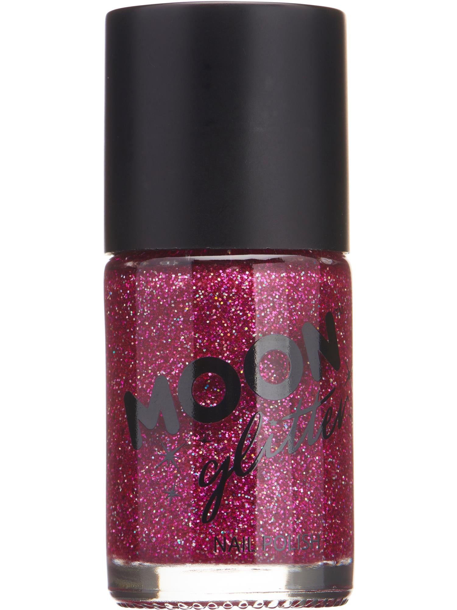 Moon Creations Glitter Holographic Nail Polish, Fuchsia, Single, 14ml