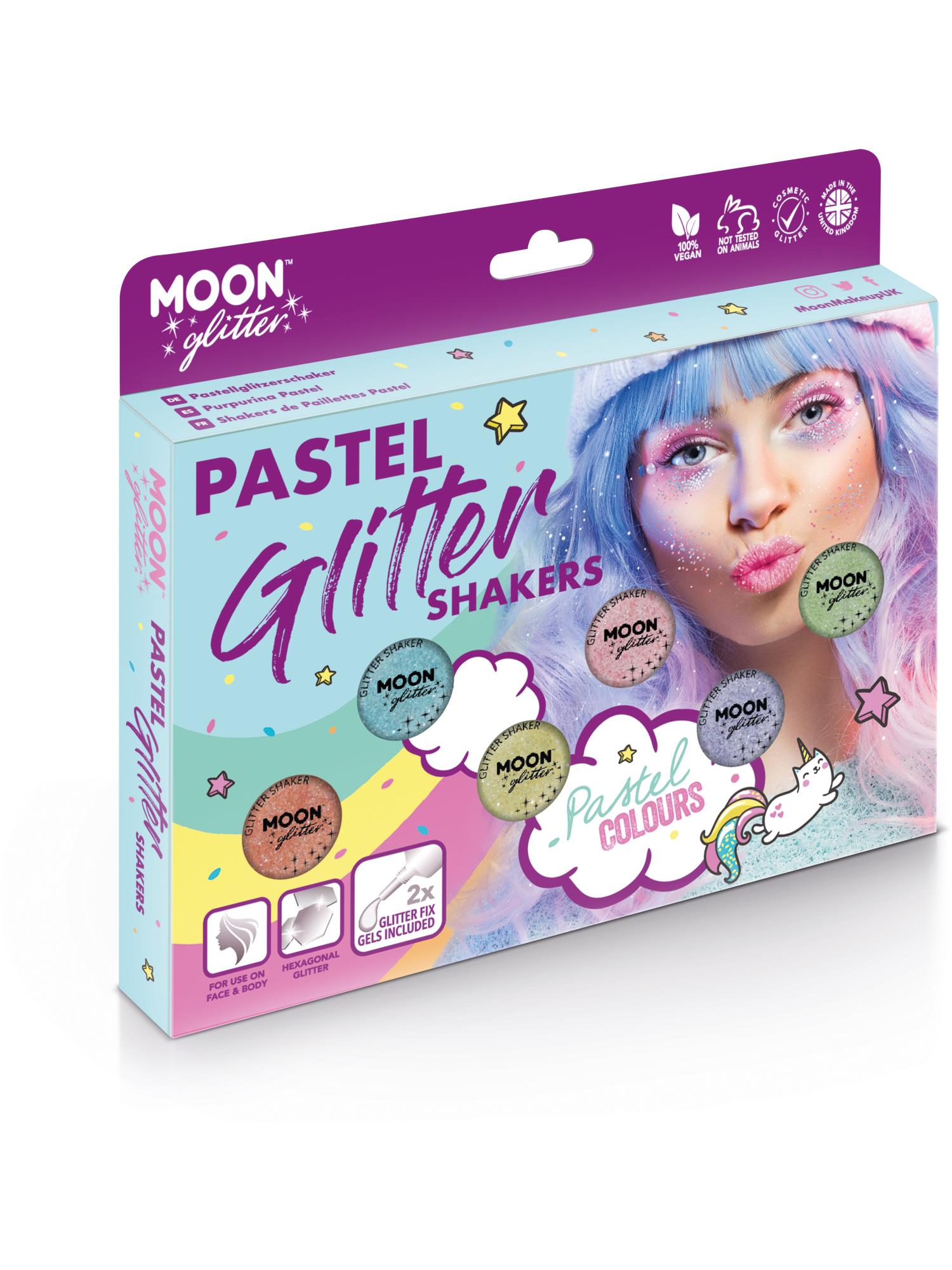 Moon Creations Glitter Pastel Shakers, Assorted, Boxset, 5g