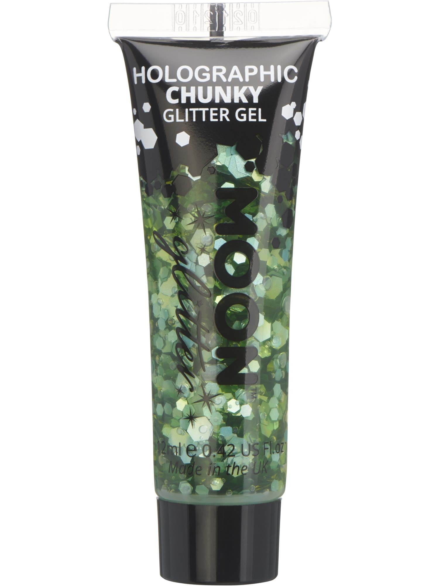 Moon Creations Holographic Chunky Glitter Gel,Green, Single, 12ml