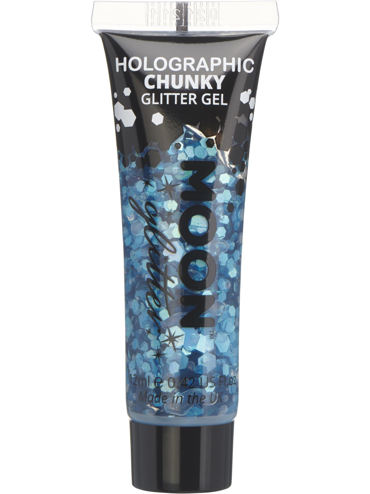 Moon Creations Holographic Chunky Glitter Gel, Blue, Single, 12ml