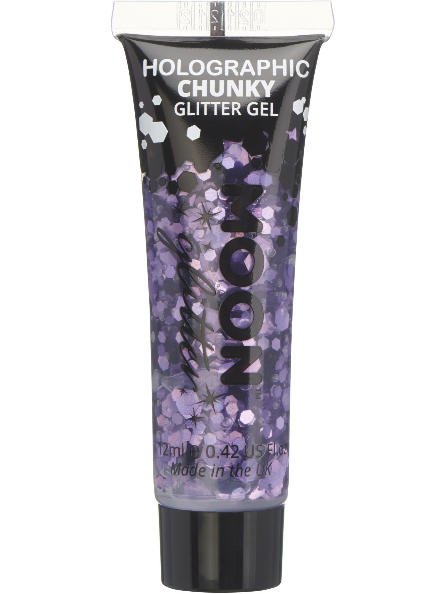 Moon Creations Holographic Chunky Glitter Gel, Purple, Single, 12ml