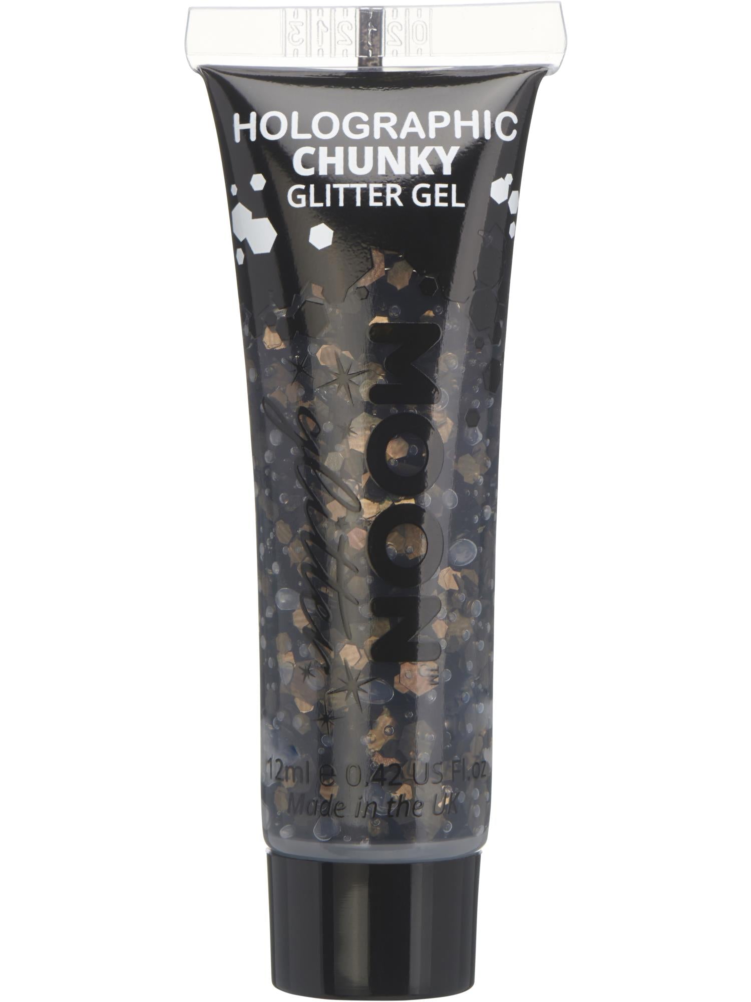 Moon Creations Holographic Chunky Glitter Gel, Black, Single, 12ml