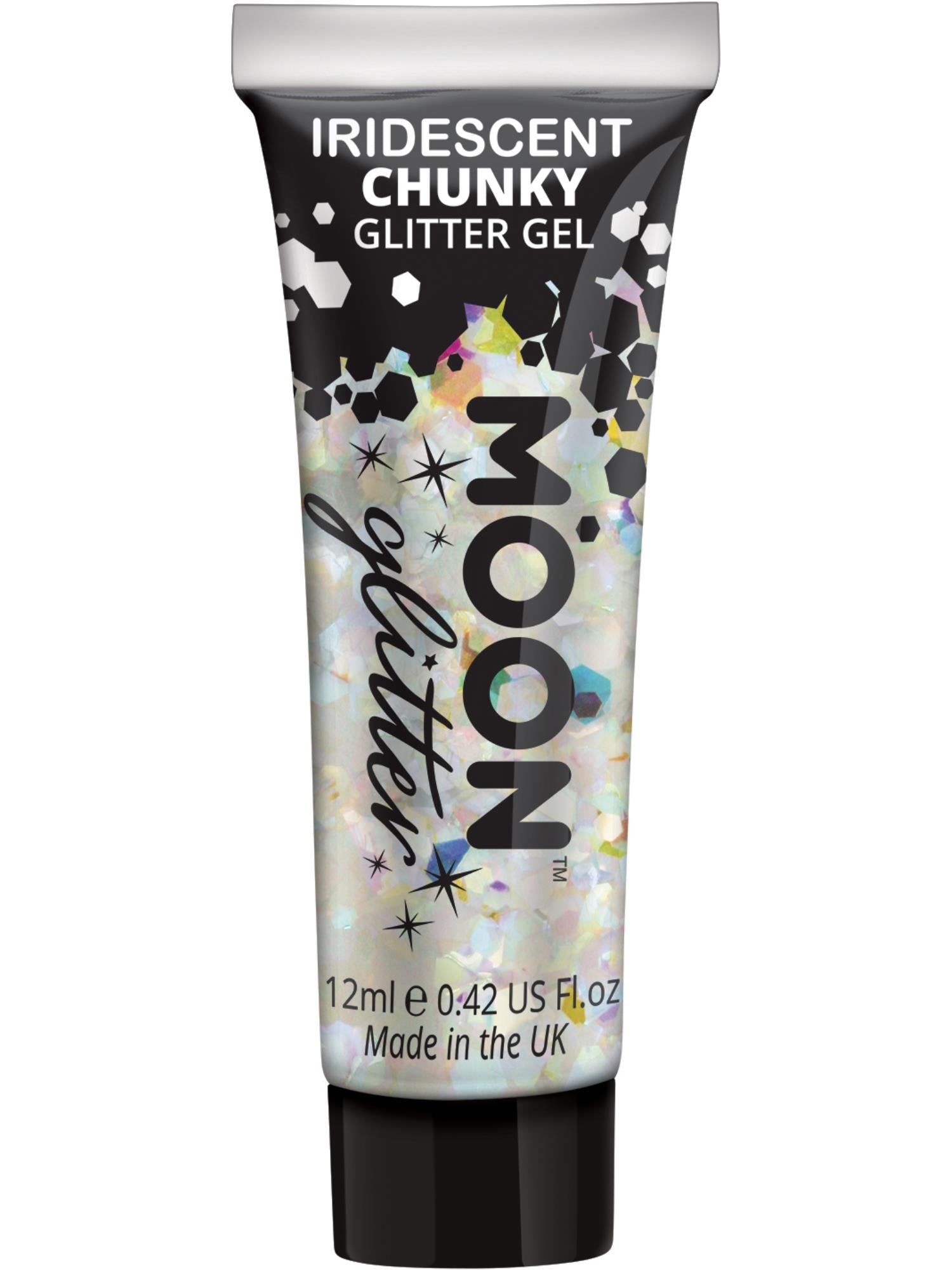 Moon Creations Iridescent Chunky Glitter Gel, White, Single, 12ml