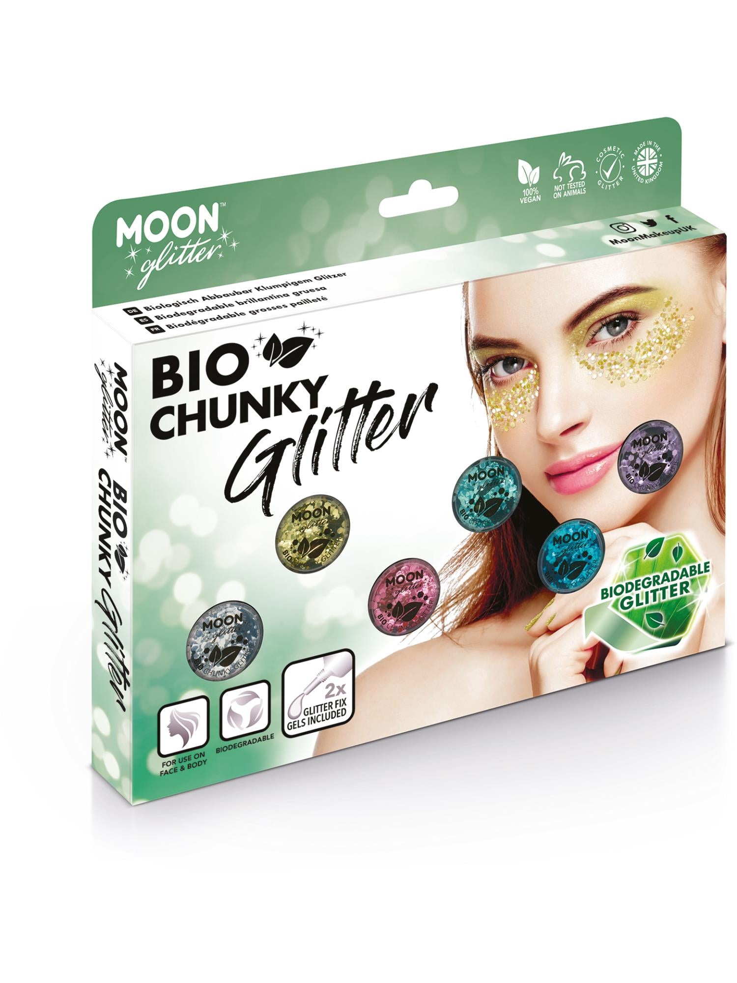 Moon Creations Bio Chunky Glitter, Assorted, Boxset, 3g