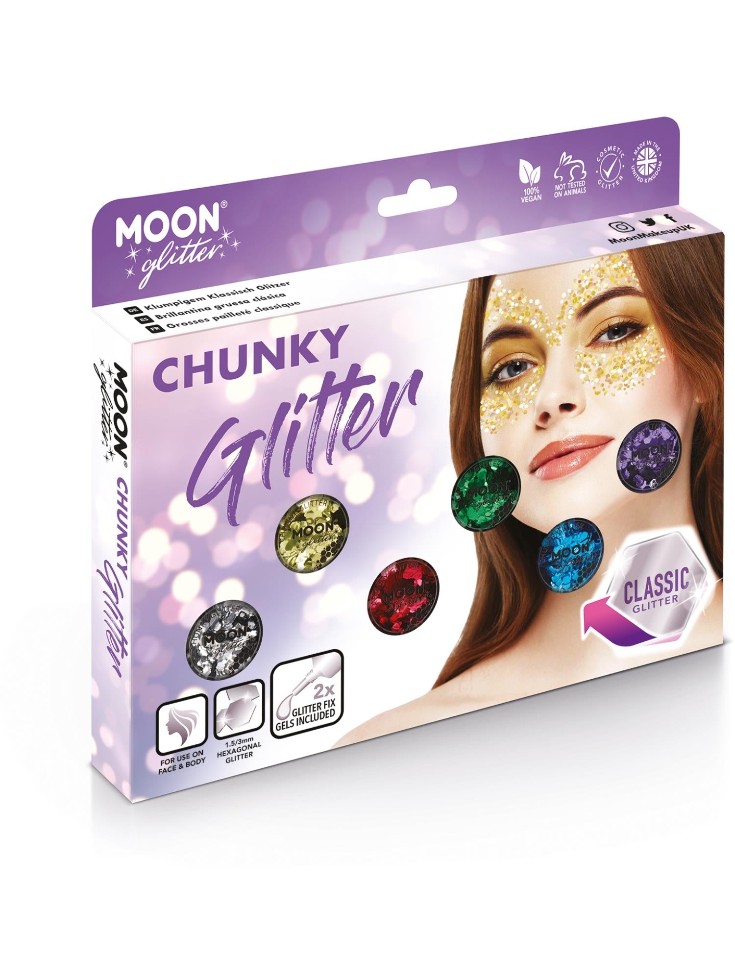 Moon Creations Classic Chunky Glitter, Assorted, Boxset, 3g