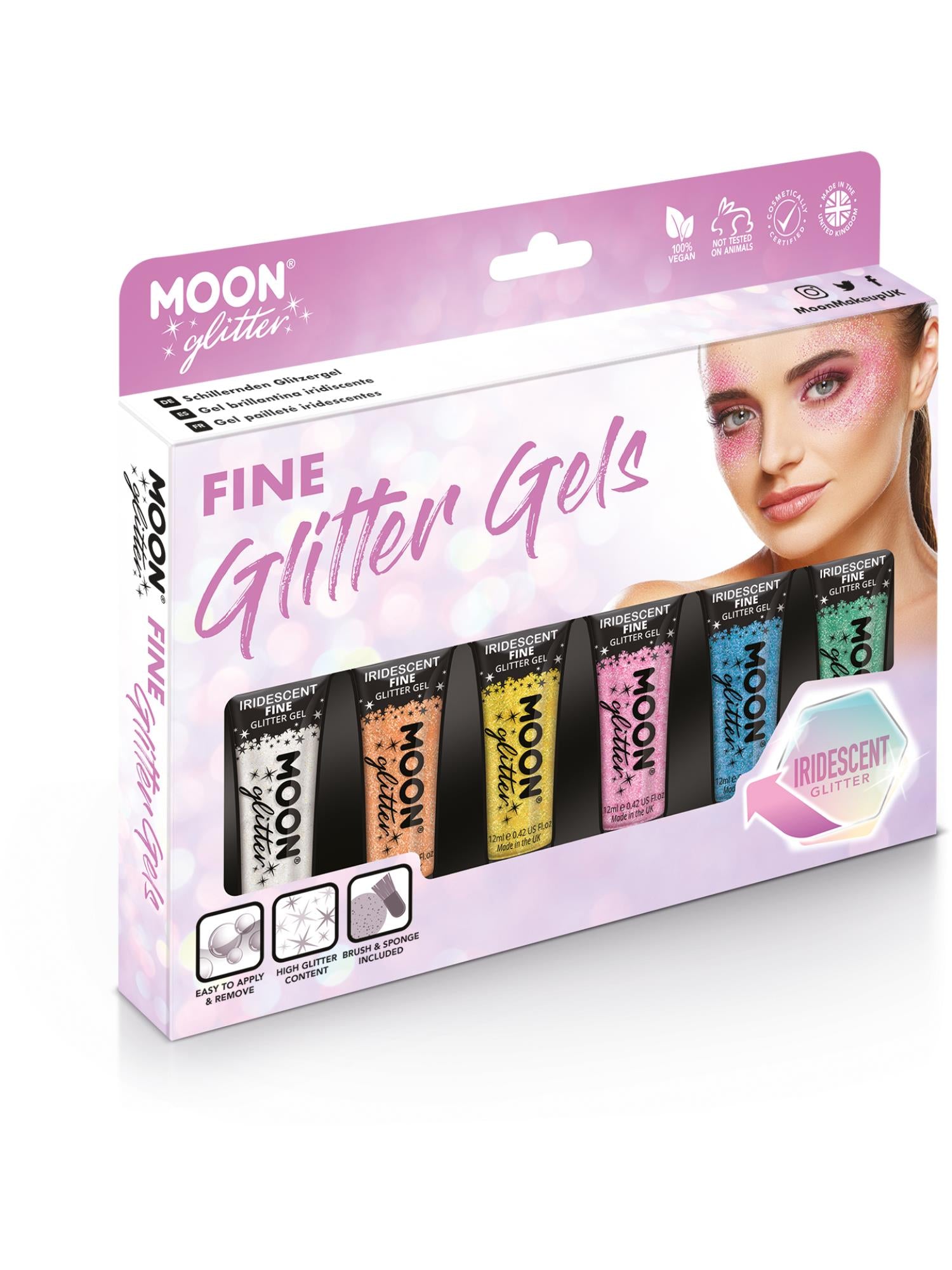 Moon Creations Iridescent Glitter Gel, Assorted, Boxset, 12ml