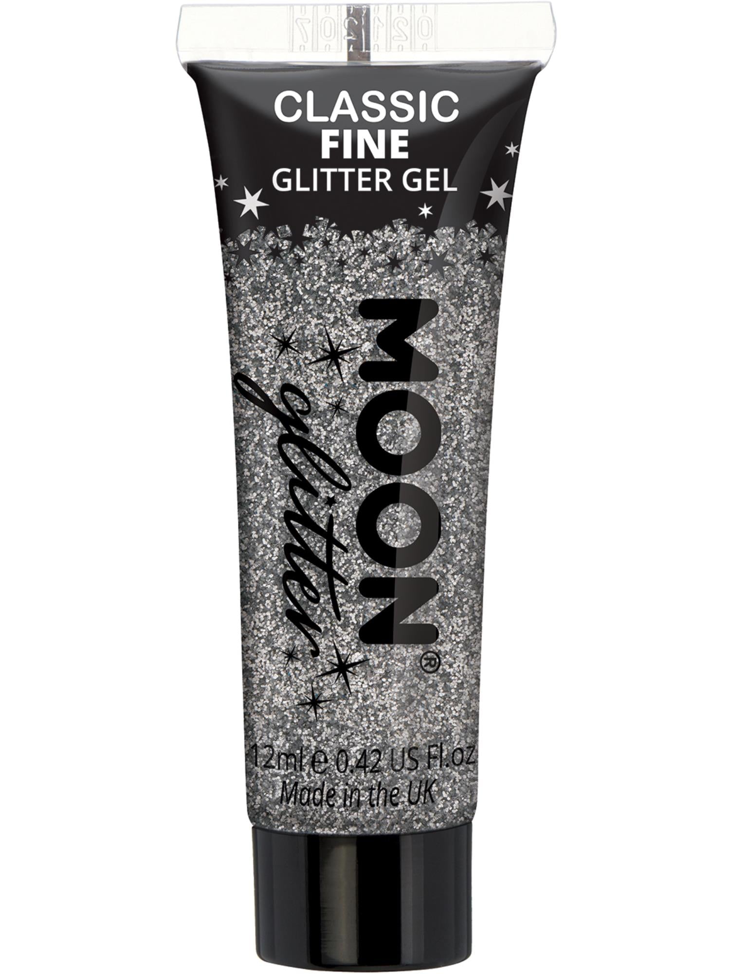 Moon Creations Classic Fine Glitter Gel, Silver, Single, 12ml
