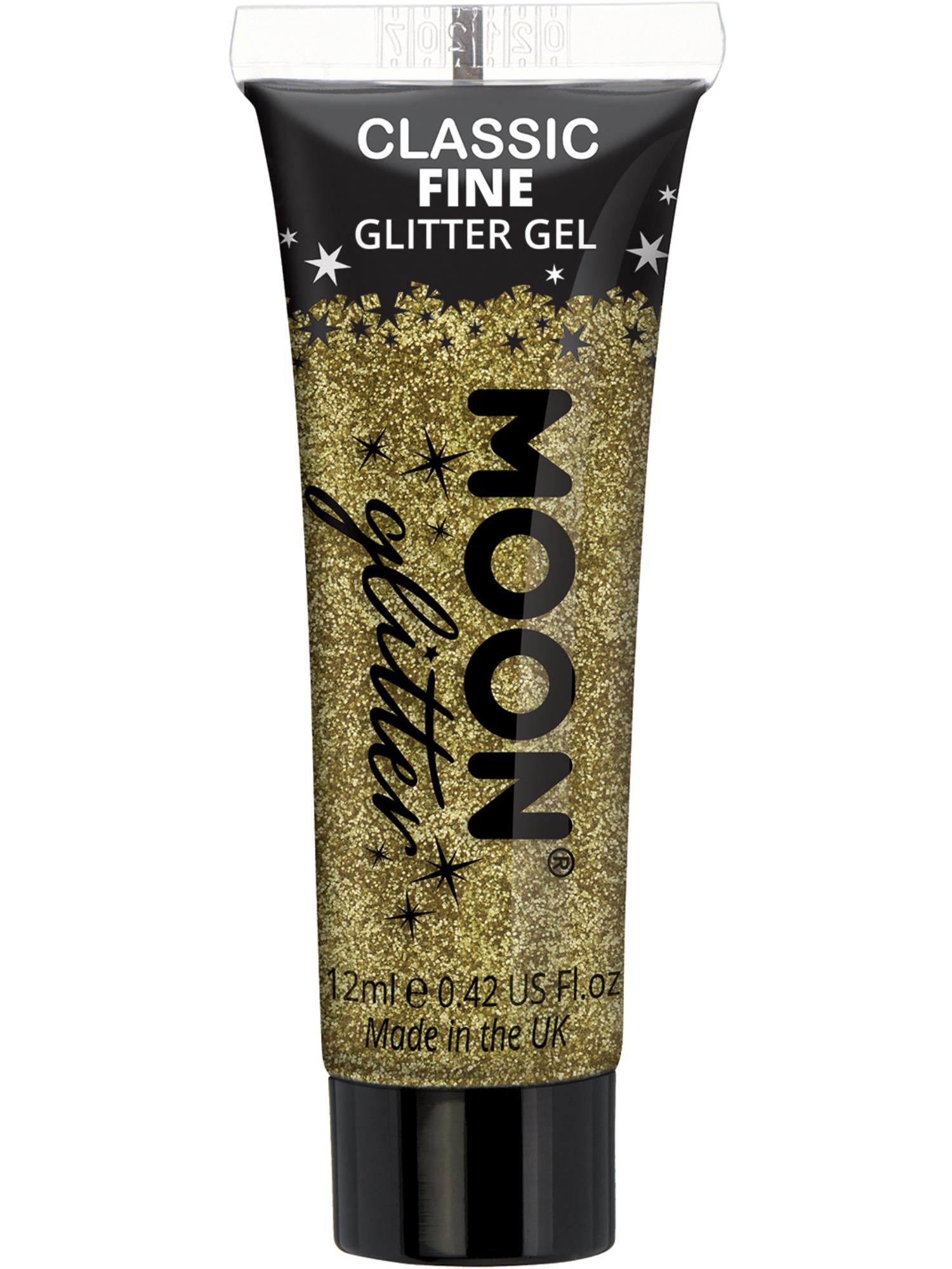 Moon Creations Classic Fine Glitter Gel, Gold, Single, 12ml