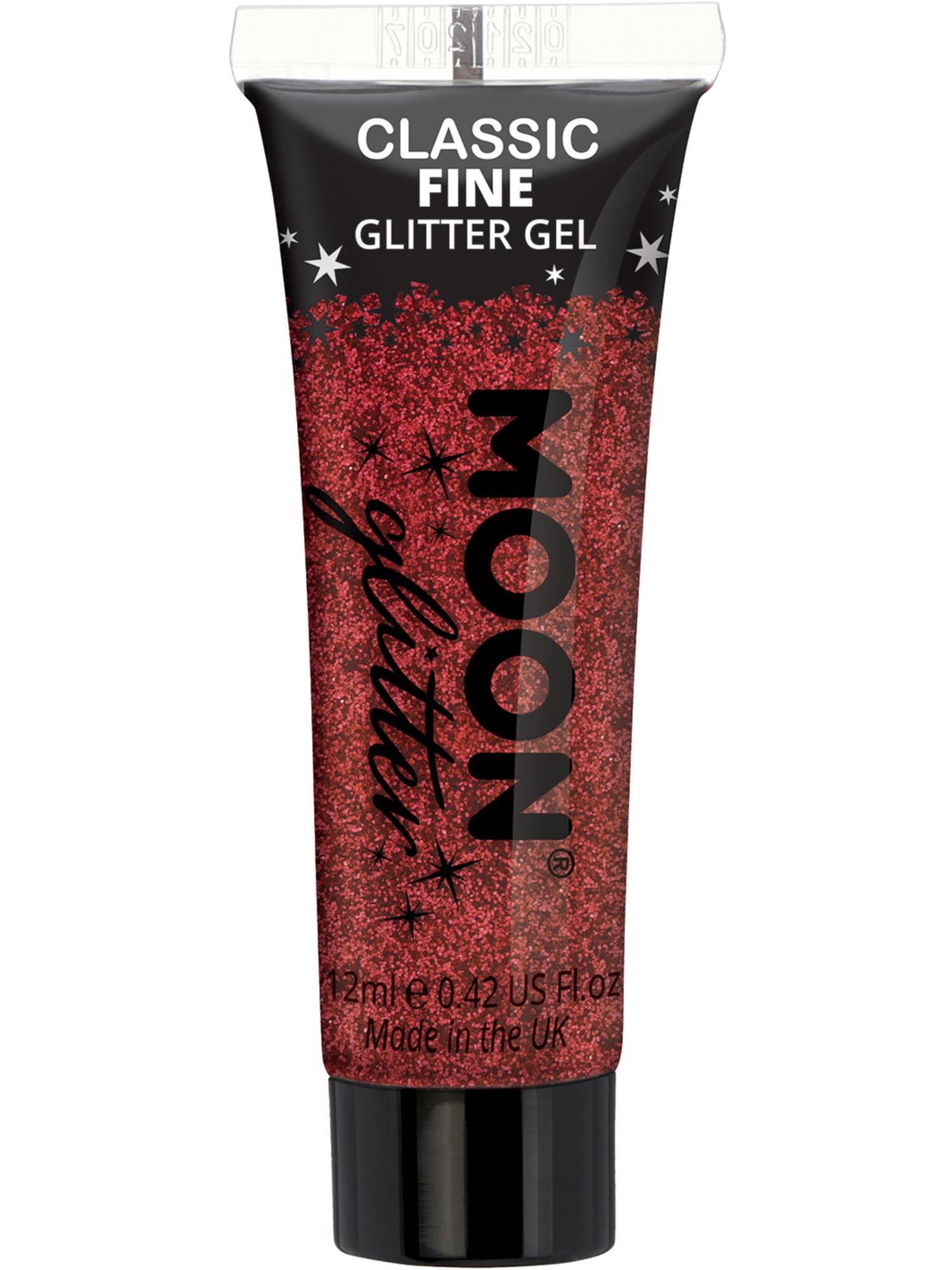 Moon Creations Classic Fine Glitter Gel, Red, Single, 12ml