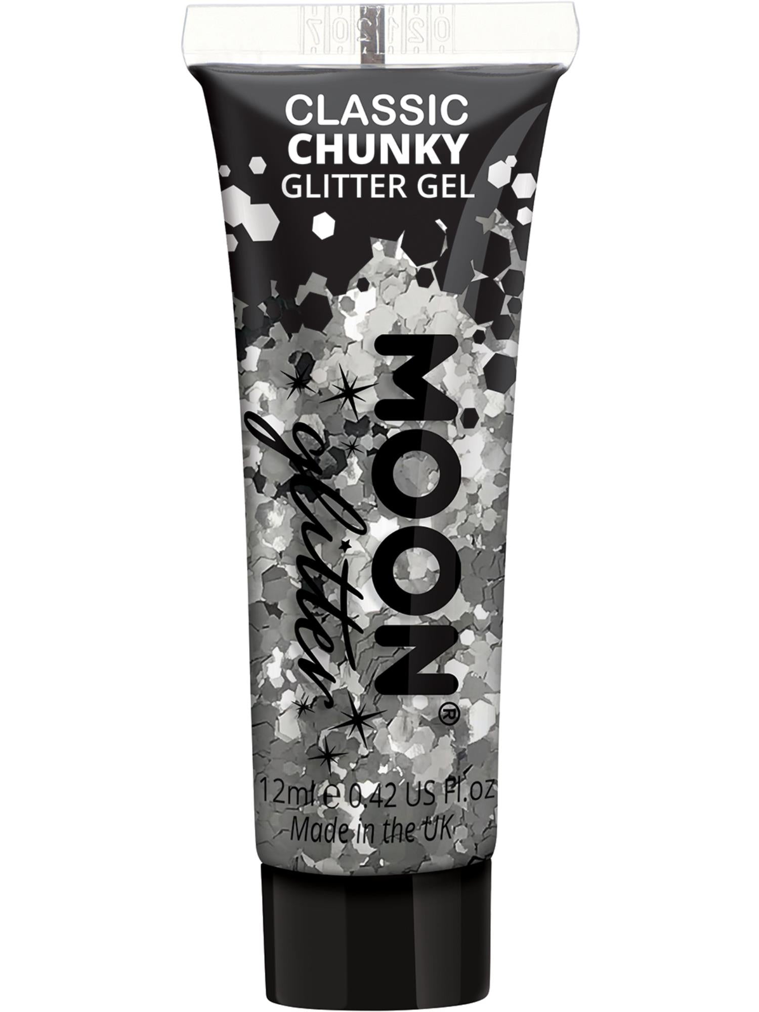 Moon Creations Classic Chunky Glitter Gel, Silver, Single, 12ml