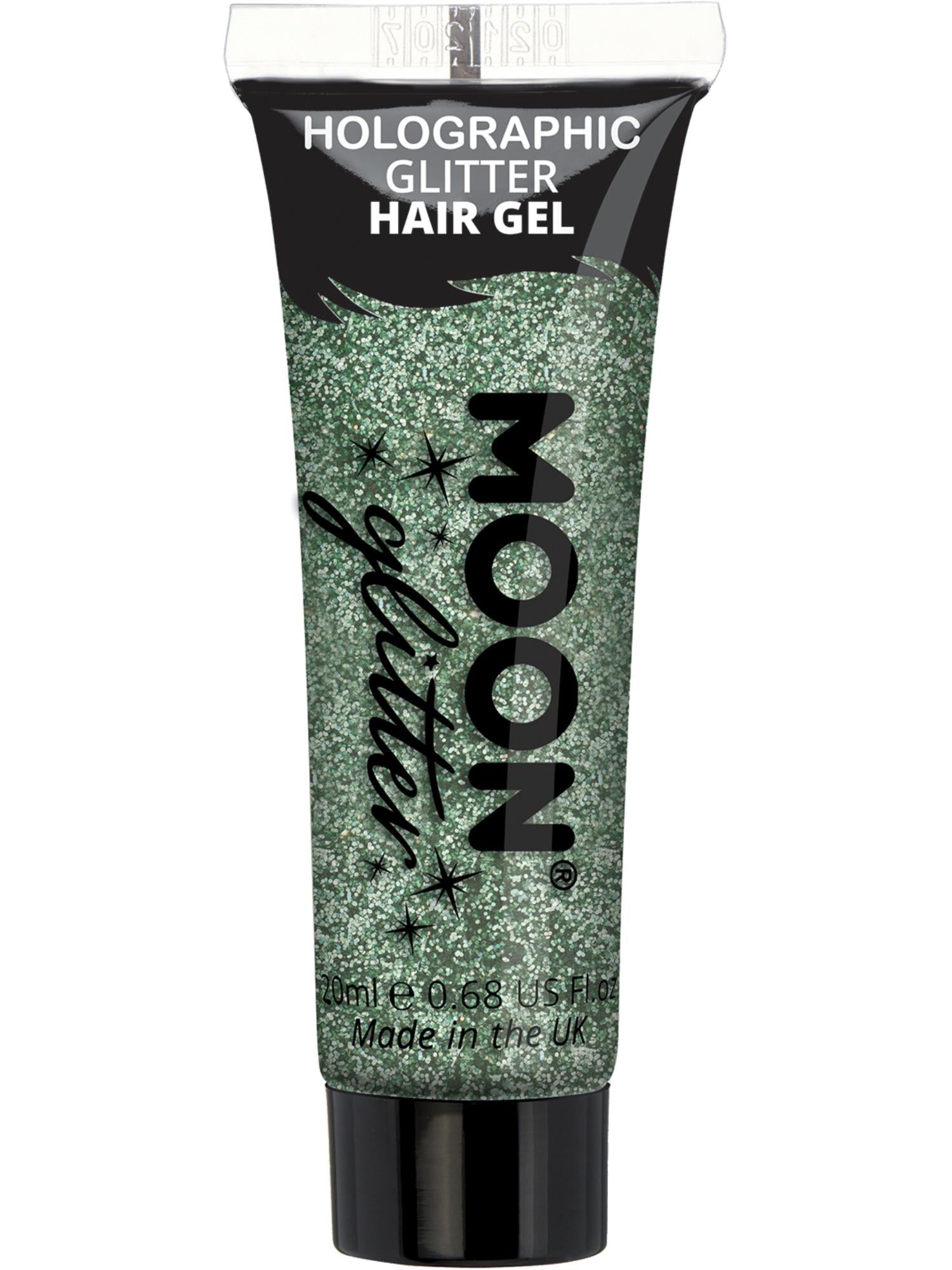 Moon Creations Holographic Glitter Hair Gel, Green, Single, 20ml